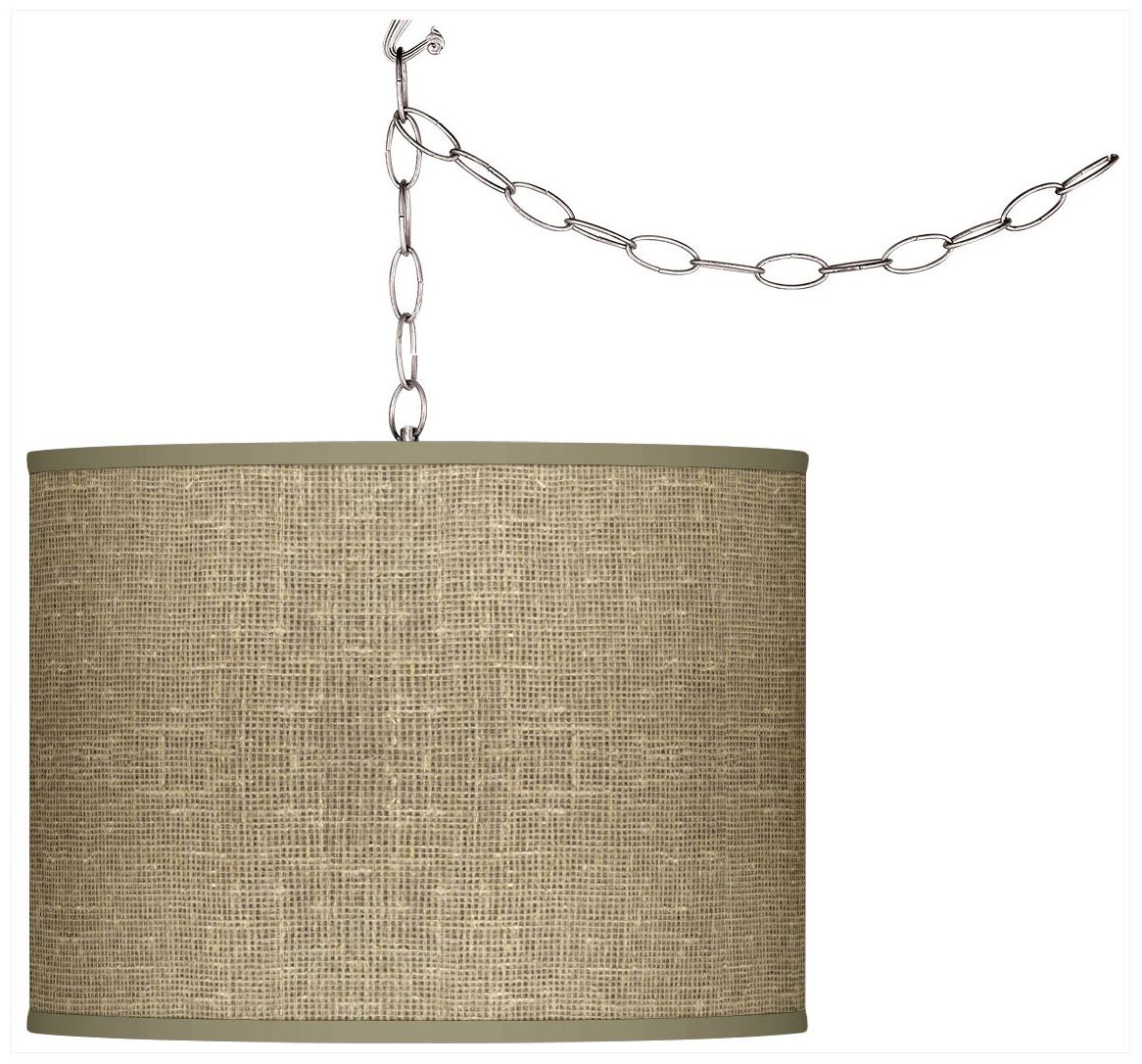 Burlap Print Giclee Glow Plug-In Swag Pendant