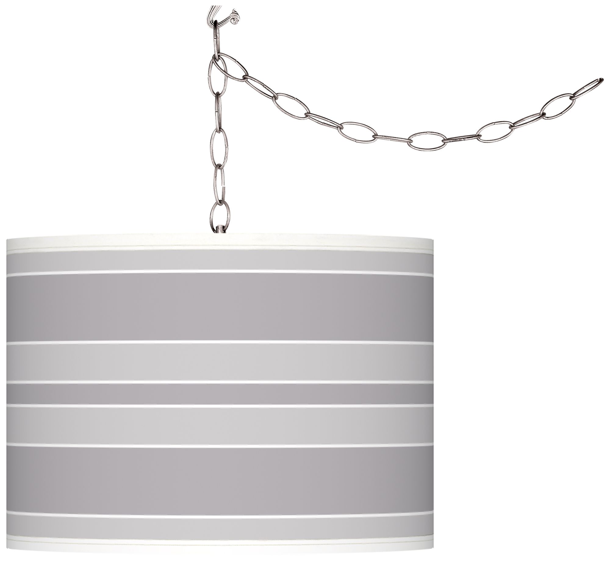Swanky Gray Bold Stripe Giclee Glow Plug-In Swag Pendant