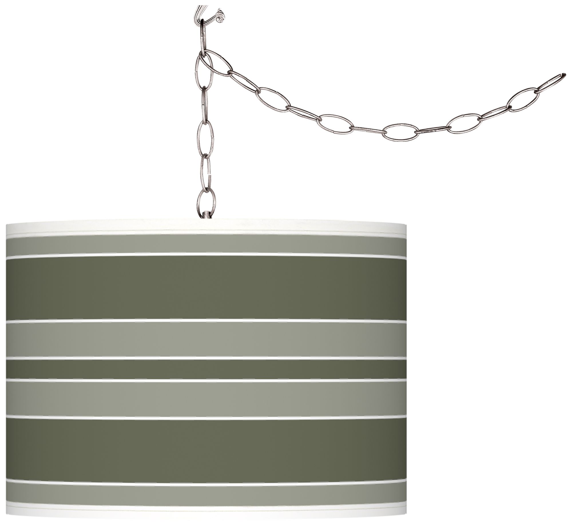 Deep Lichen Green Bold Stripe Giclee Glow Swag Pendant