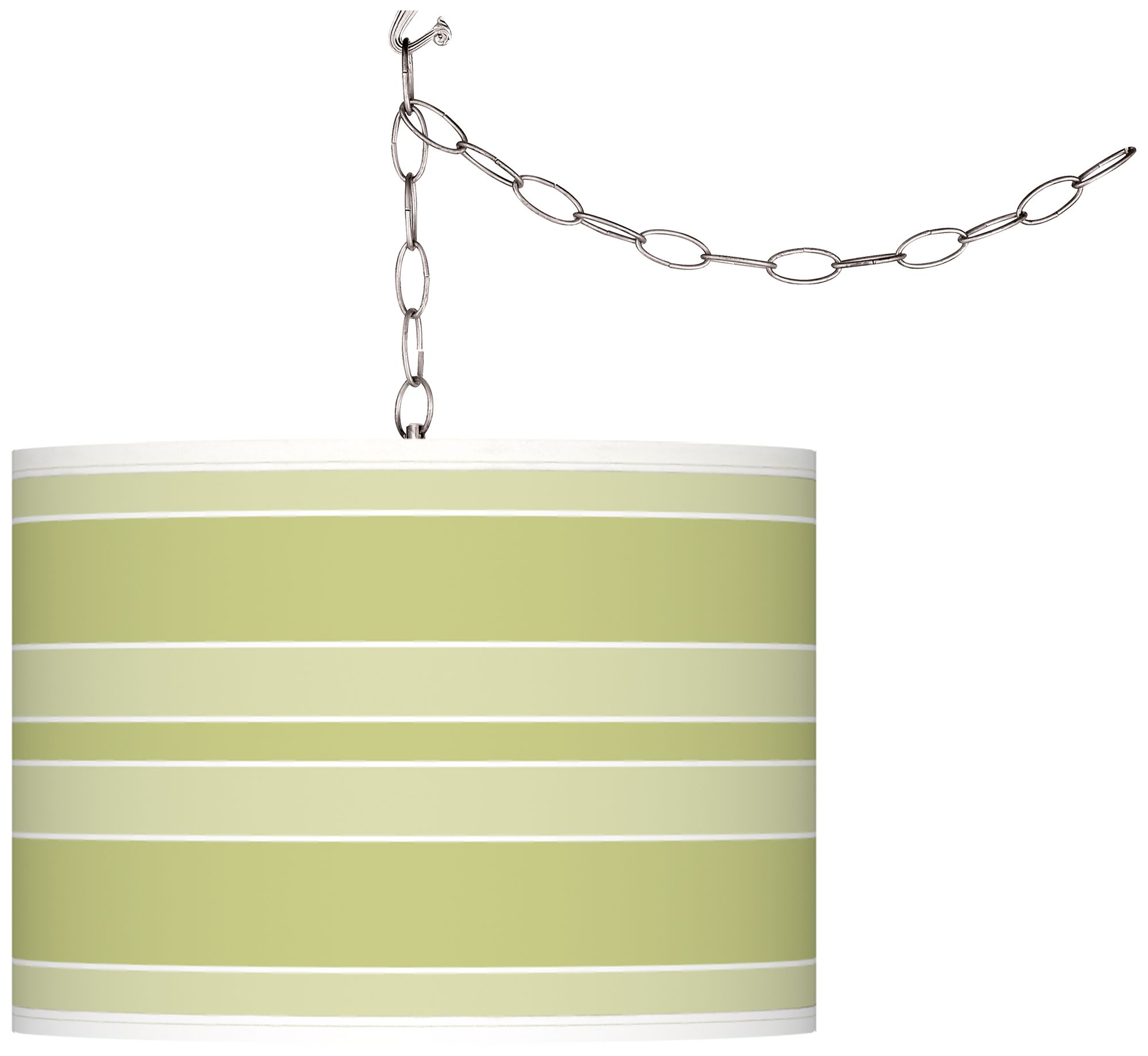 Linden Green Bold Stripe Giclee Glow Plug-In Swag Pendant