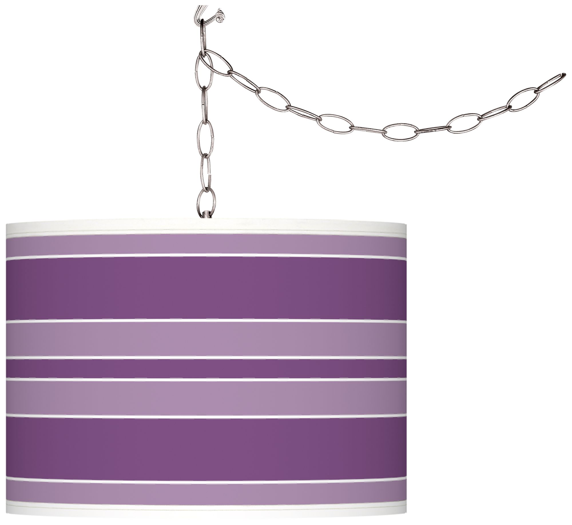 Passionate Purple Bold Stripe Giclee Glow Swag Pendant