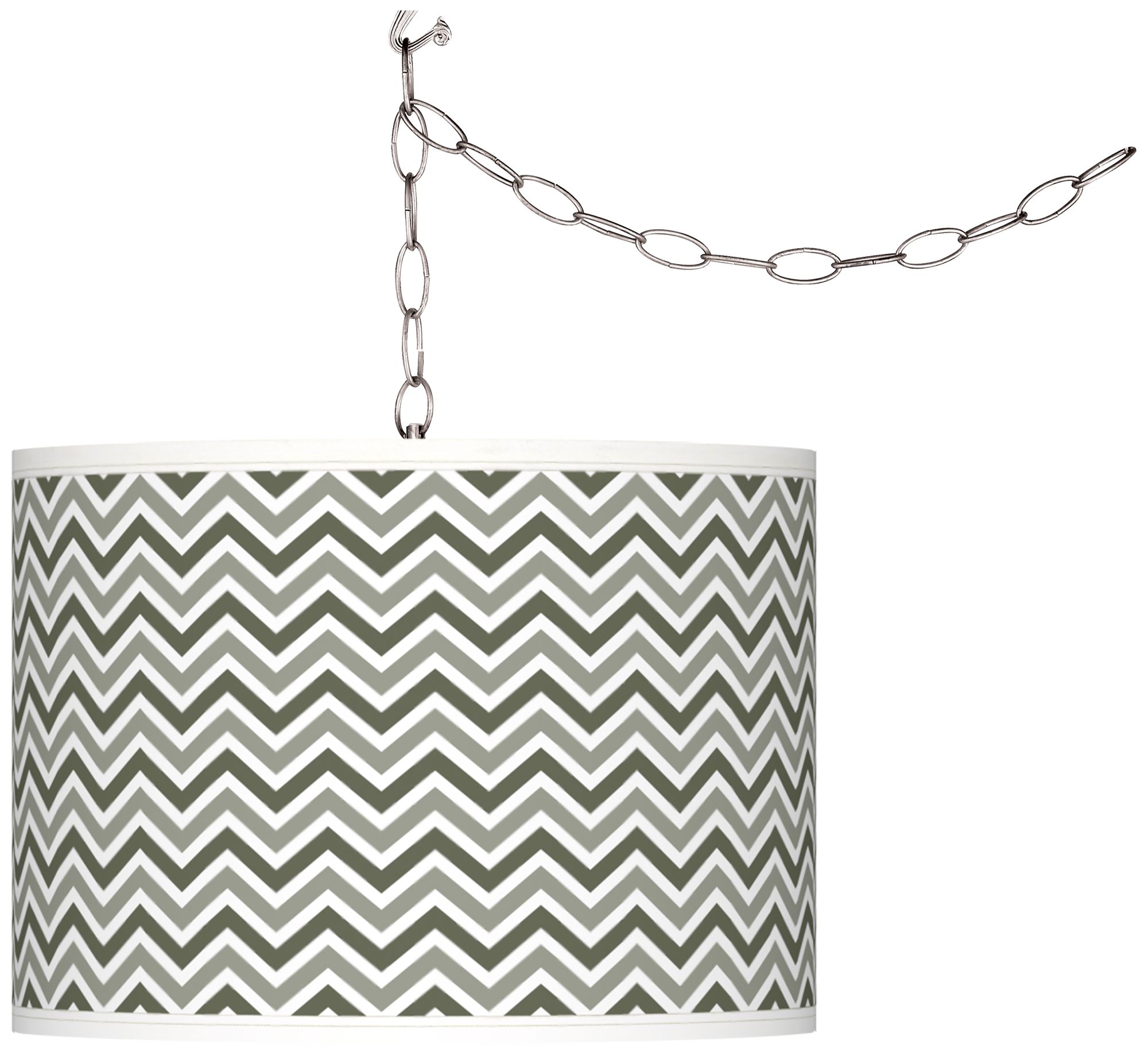 Deep Lichen Green Narrow Zig Zag Giclee Glow Swag Pendant
