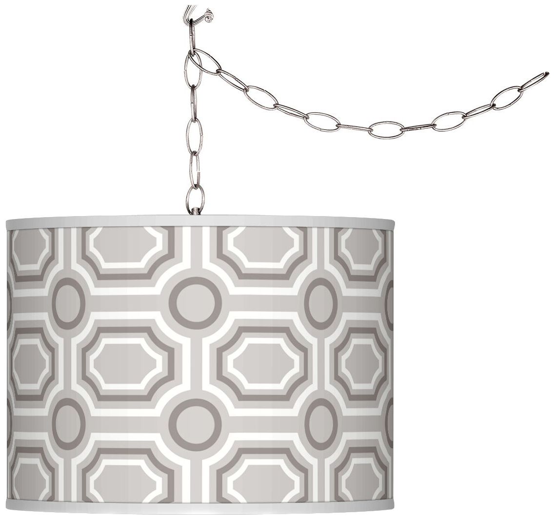 Luxe Tile Giclee Glow Plug-In Swag Pendant