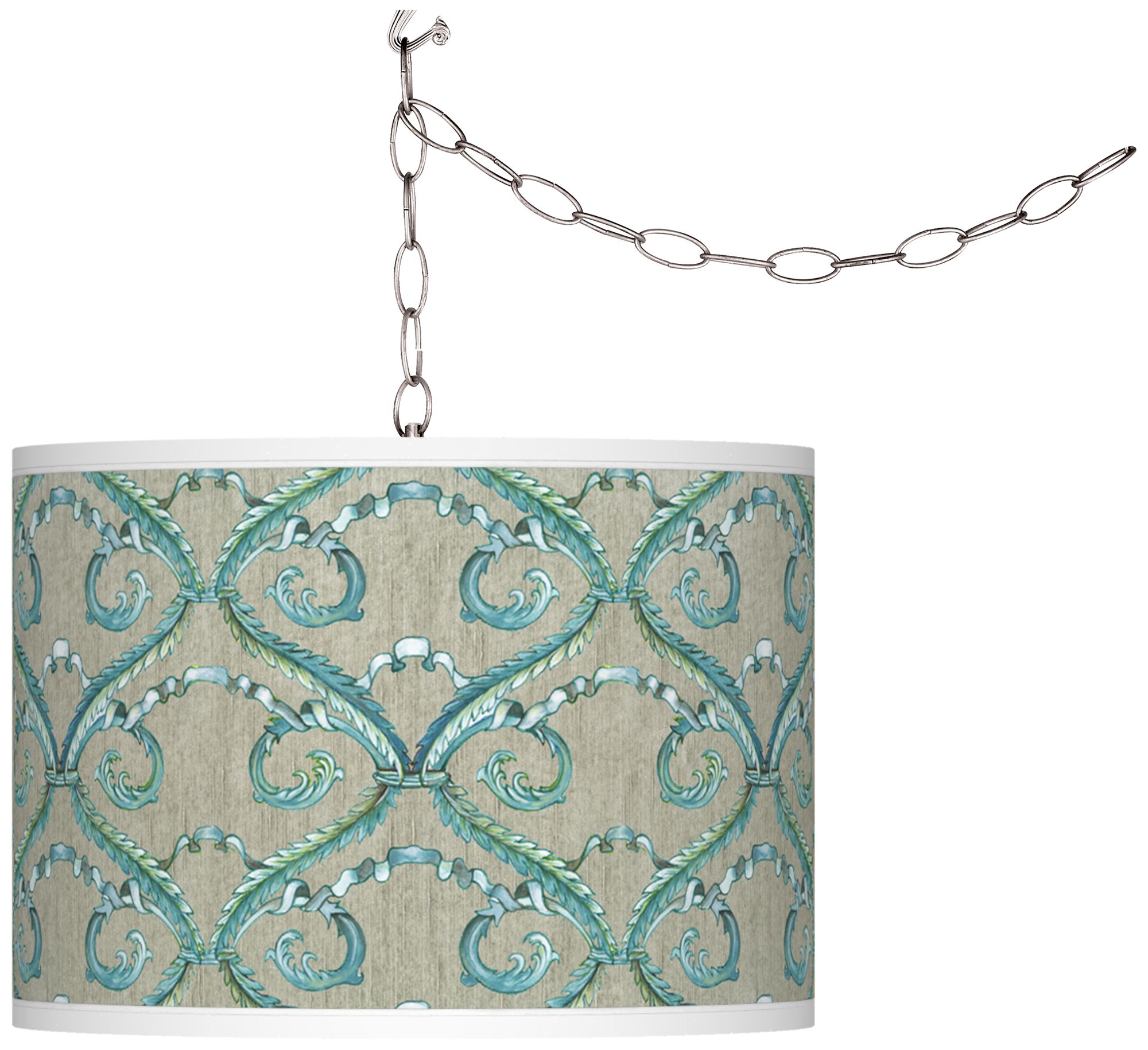 Orleans Blue Giclee Glow Plug-In Swag Pendant