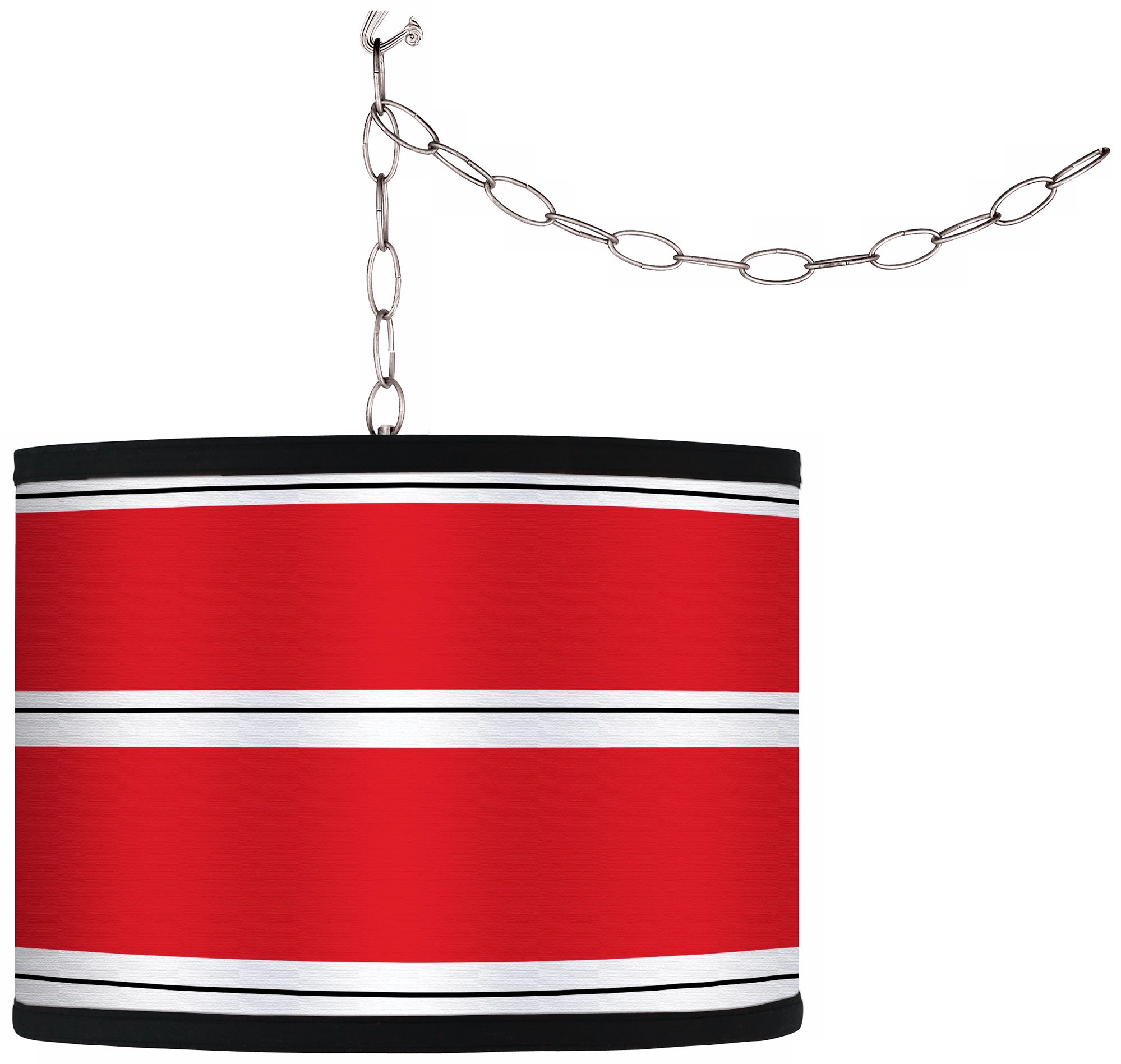 Red Stripes Giclee Glow Plug-In Swag Pendant
