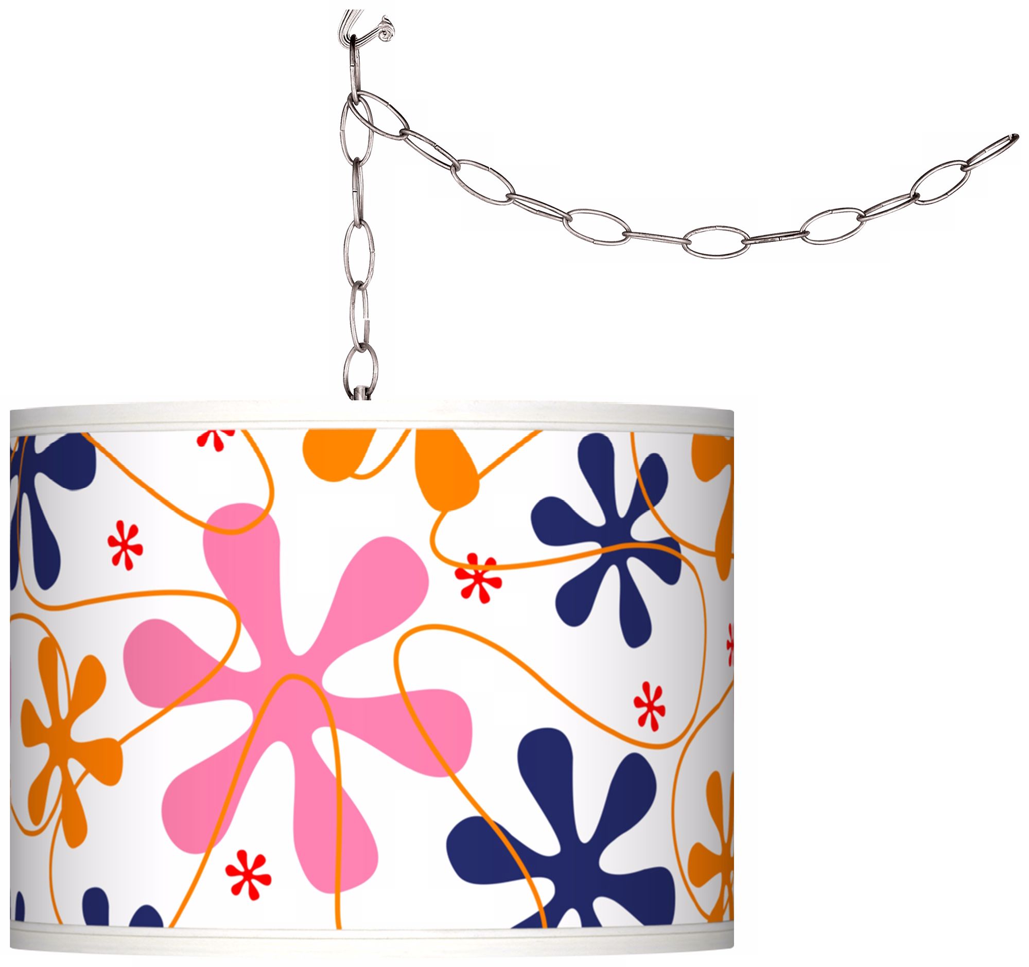 Retro Pink Giclee Glow Plug-In Swag Pendant