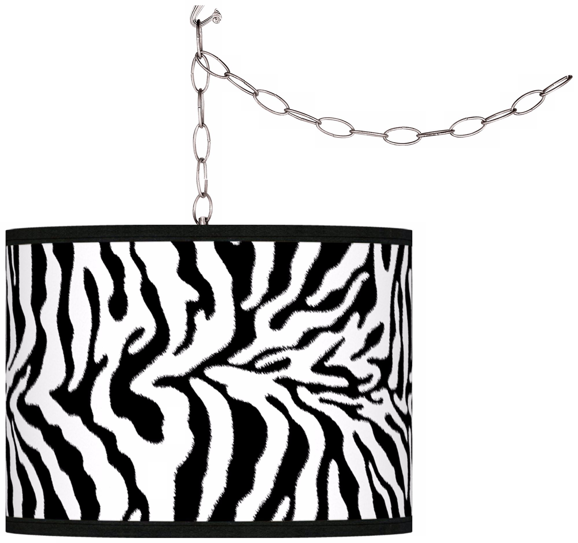 Safari Zebra Giclee Glow Plug-In Swag Pendant