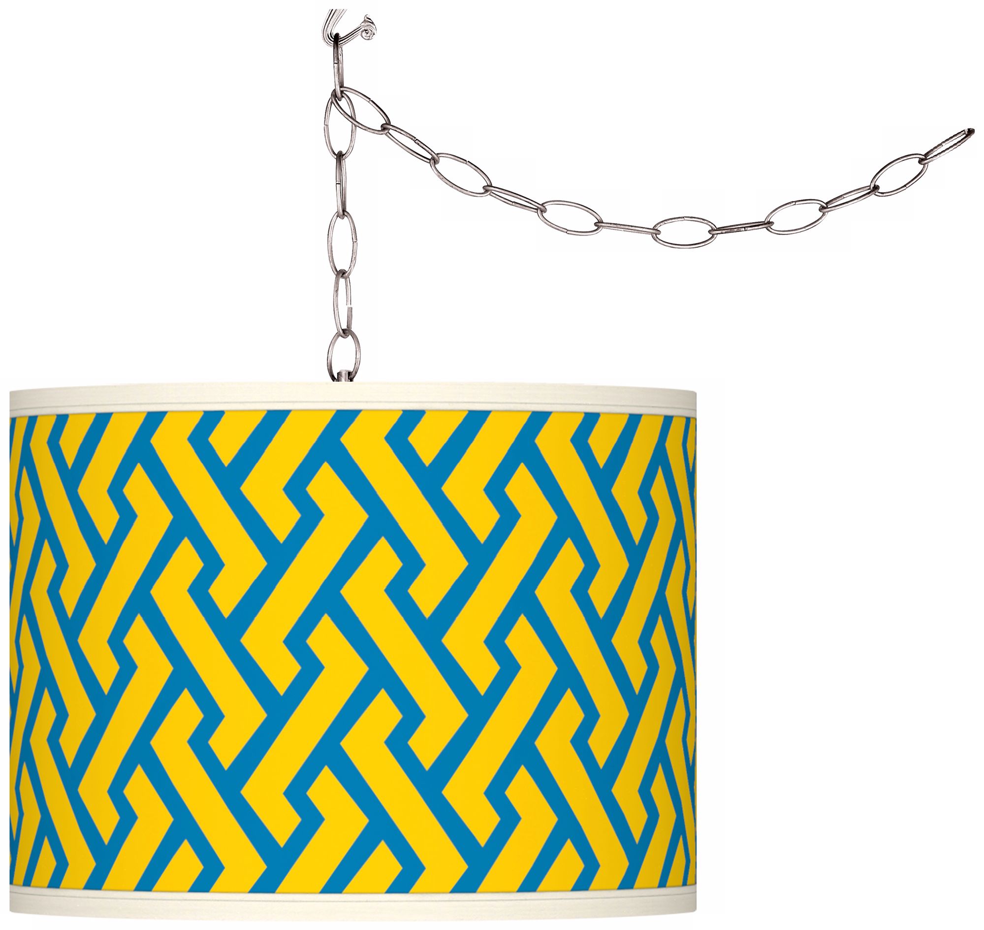 Yellow Brick Weave Giclee Glow Plug-In Swag Pendant