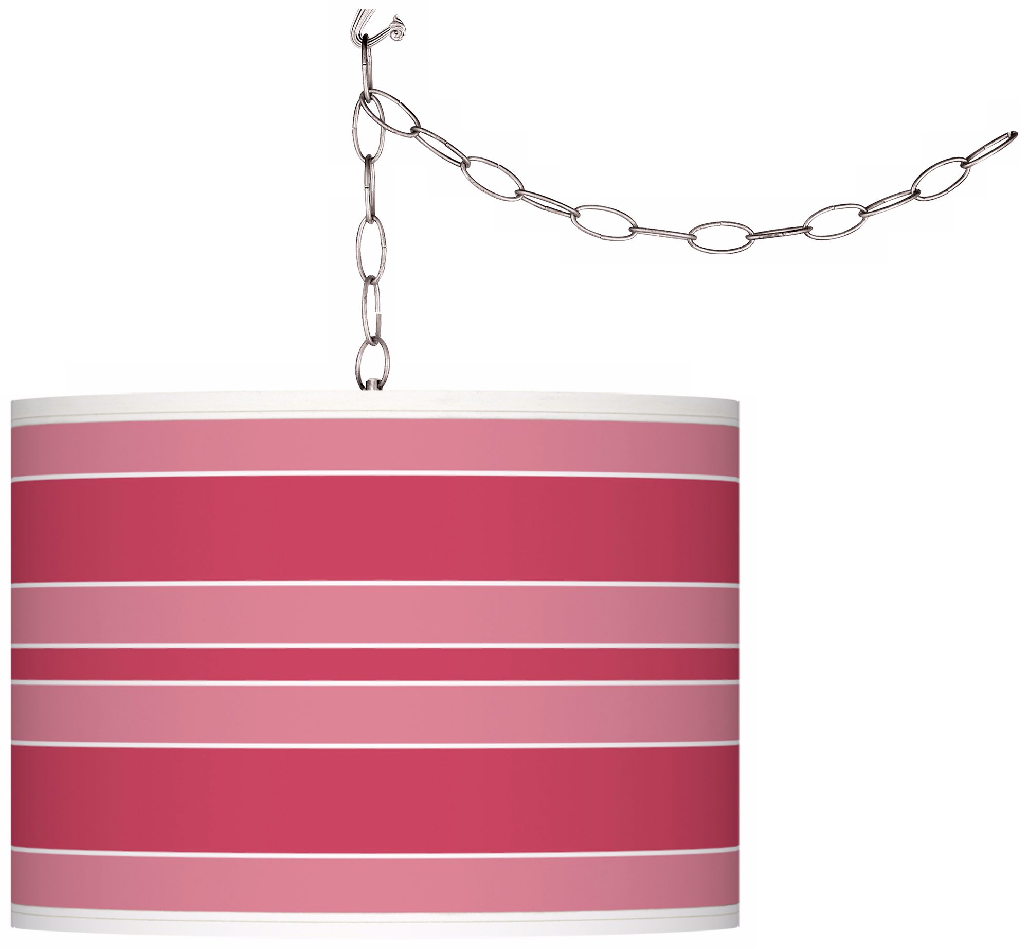 Eros Pink Bold Stripe Giclee Glow Plug-In Swag Pendant