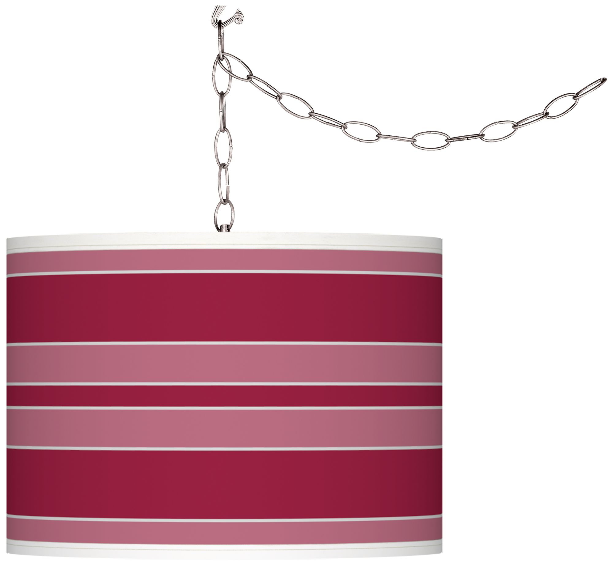 Antique Red Bold Stripe Giclee Glow Plug-In Swag Pendant