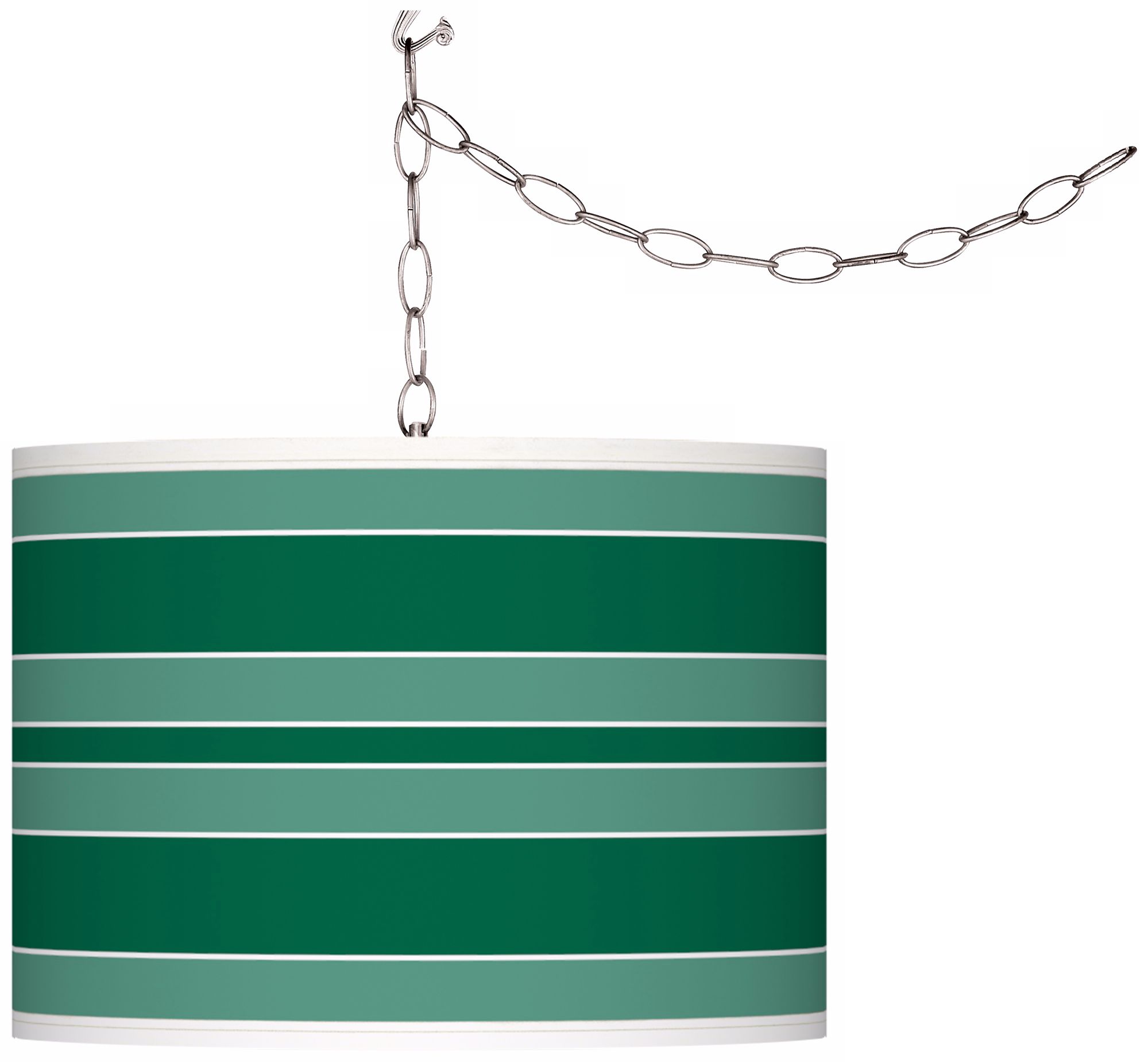 Greens Bold Stripe Giclee Glow Plug-In Swag Pendant