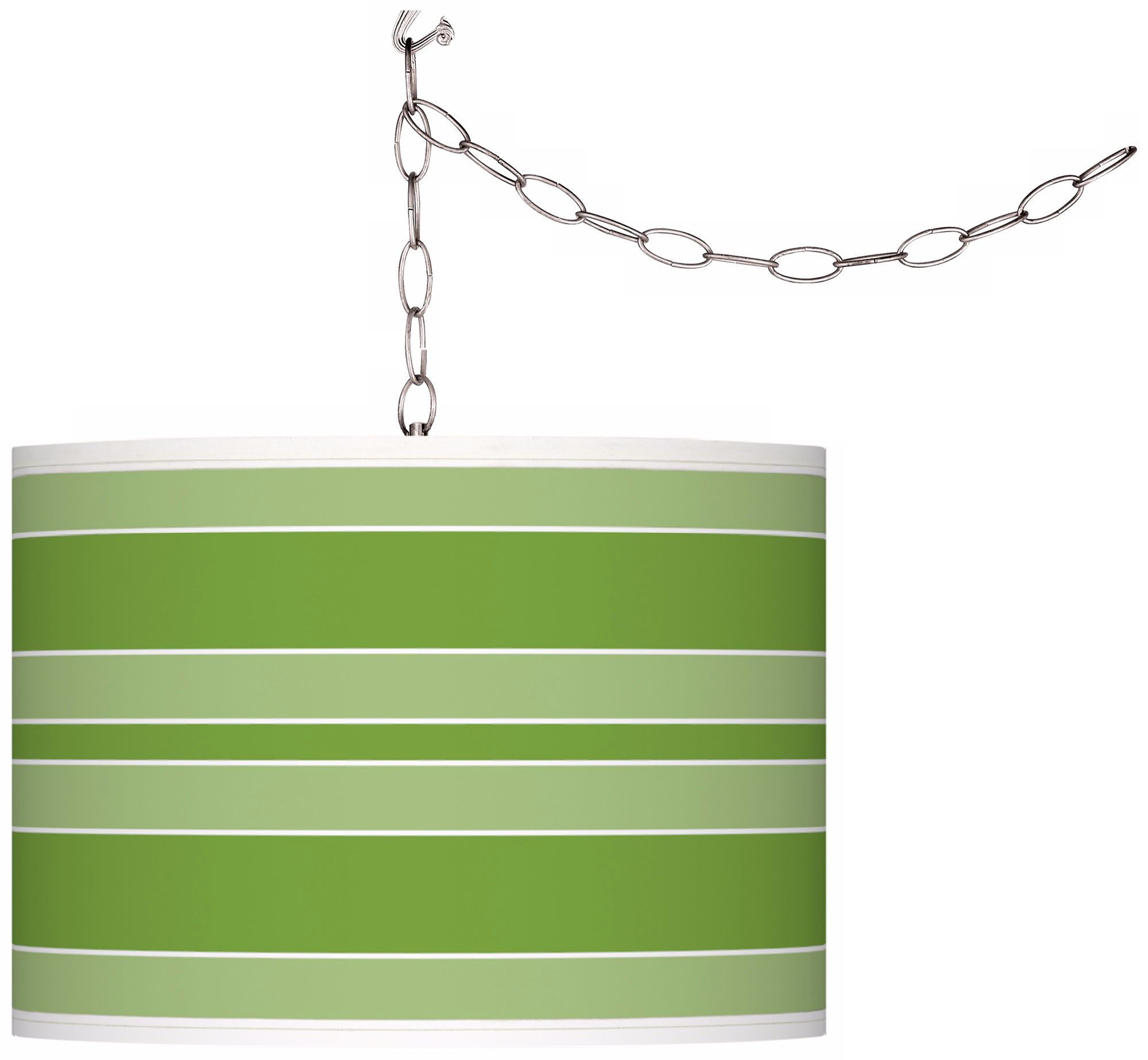 Rosemary Green Bold Stripe Giclee Glow Plug-In Swag Pendant