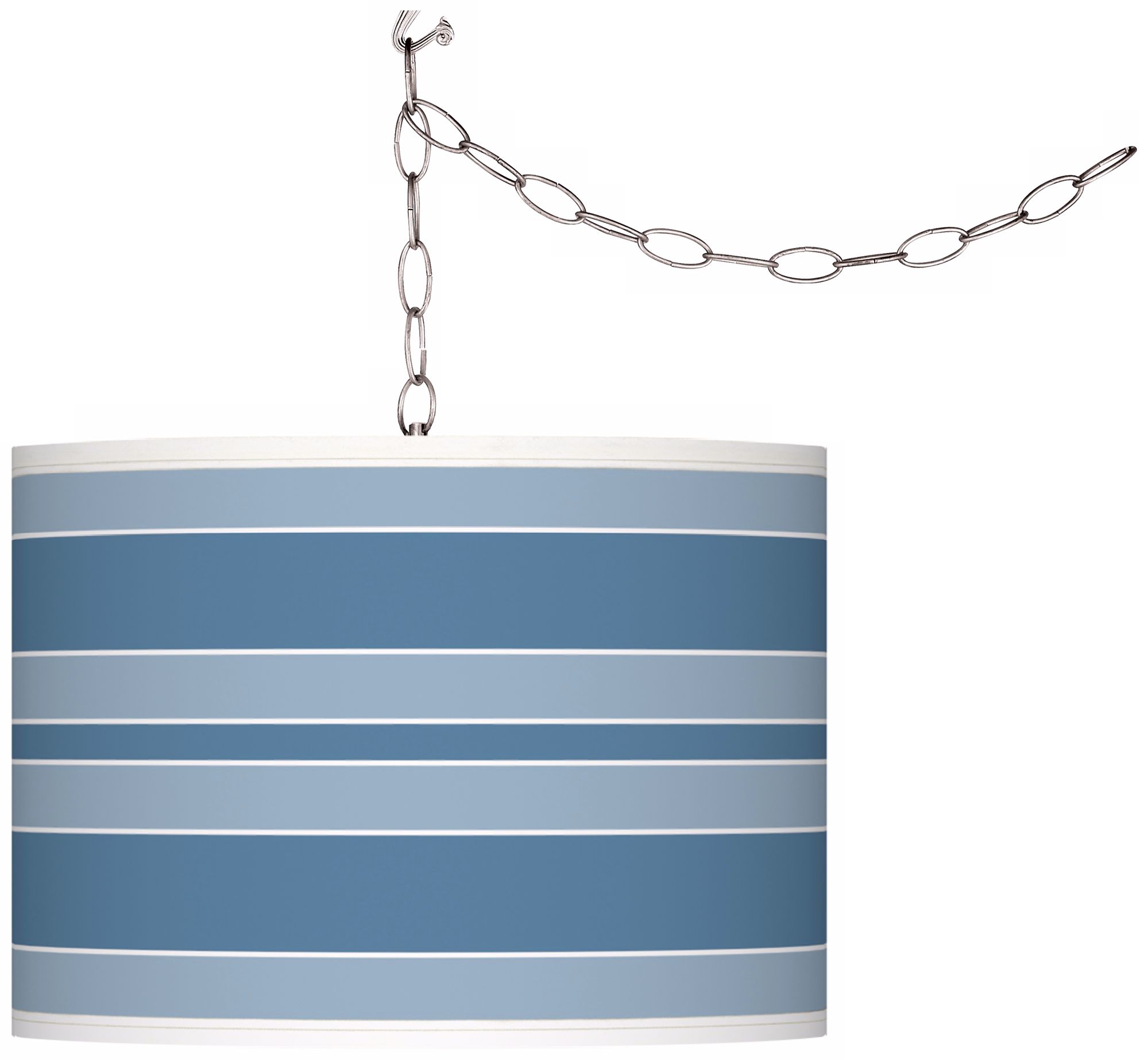 Secure Blue Bold Stripe Giclee Glow Plug-In Swag Pendant
