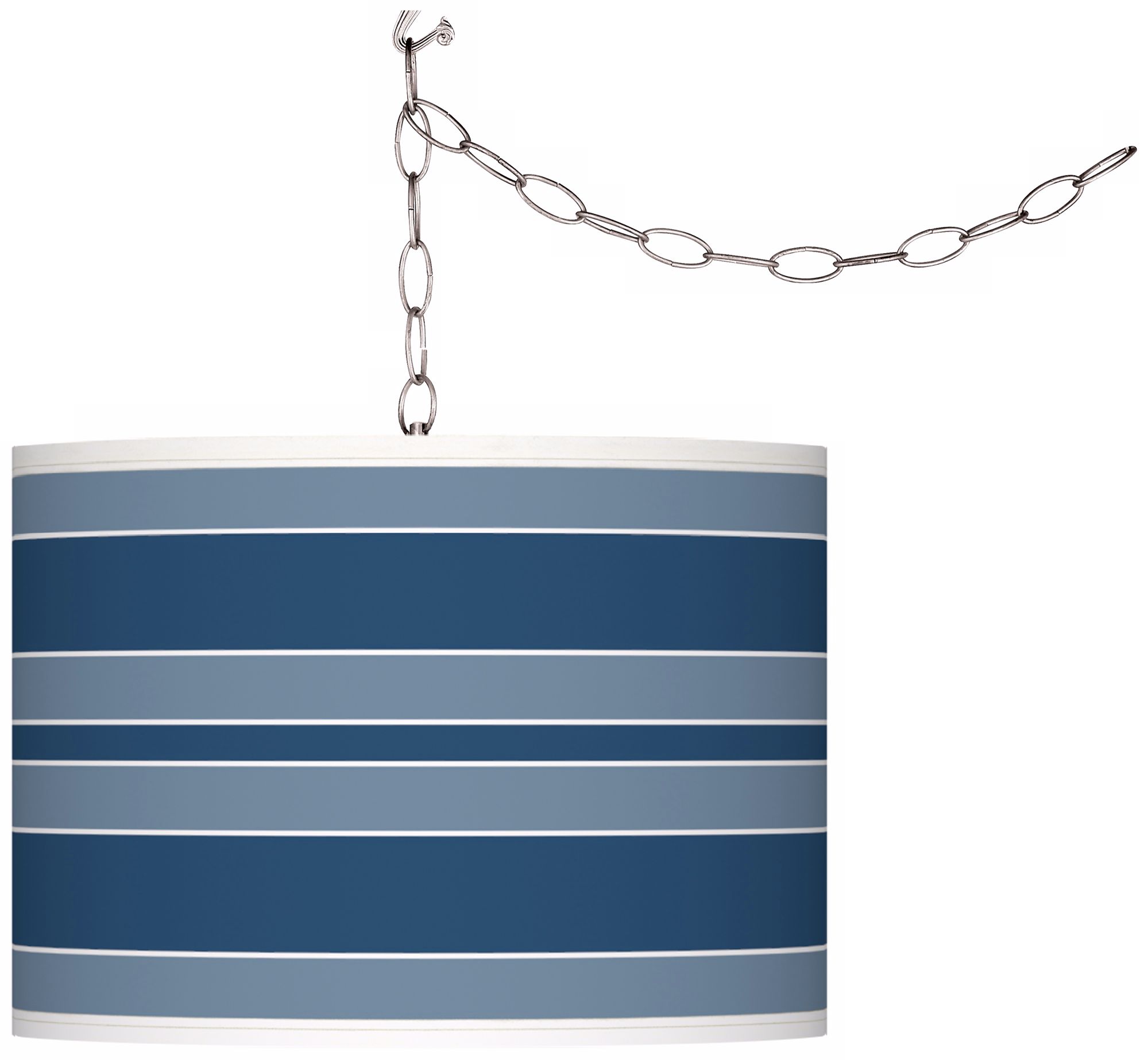 Regatta Blue Bold Stripe Giclee Glow Plug-In Swag Pendant