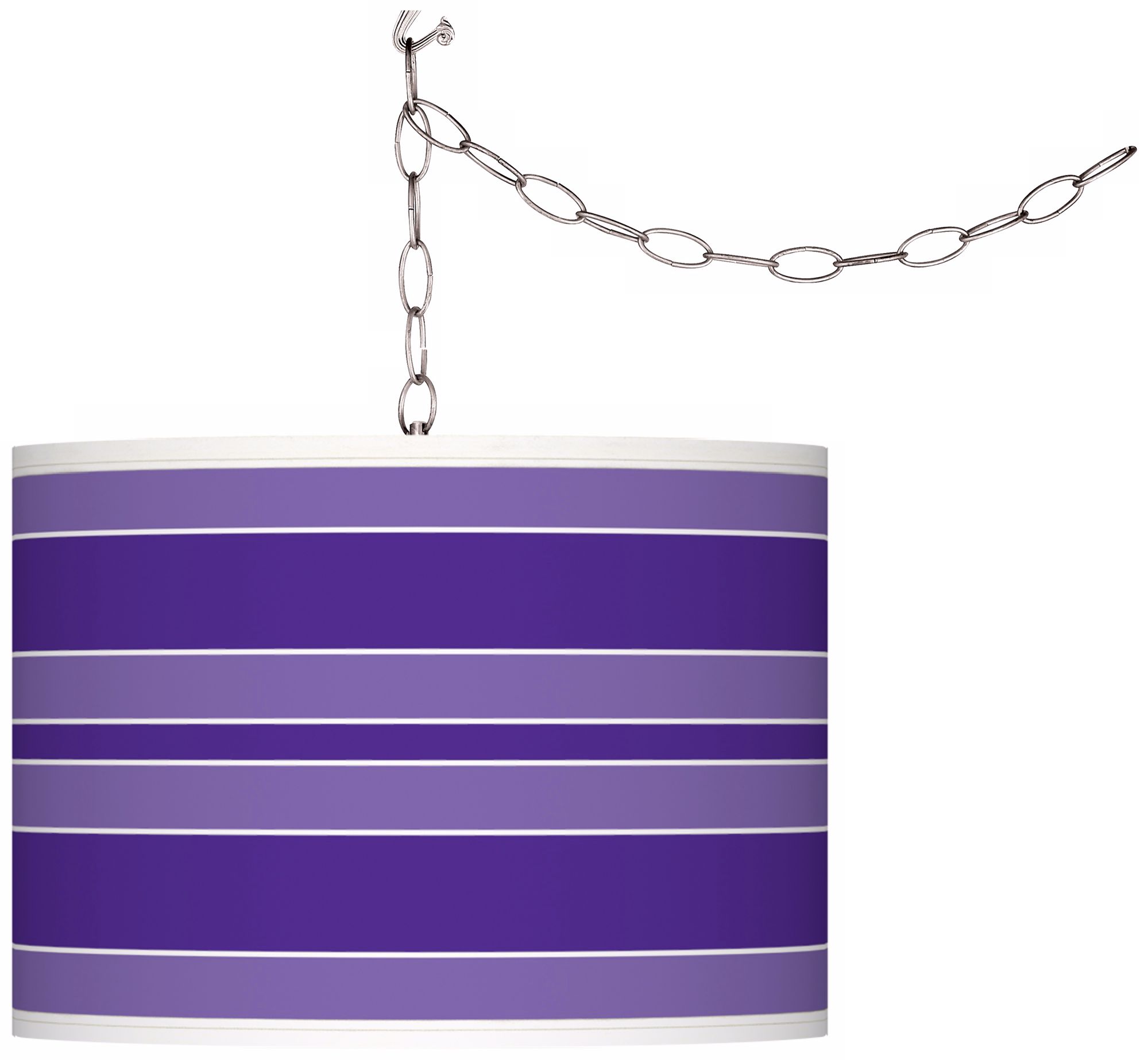 Violet Bold Stripe Giclee Glow Plug-In Swag Pendant