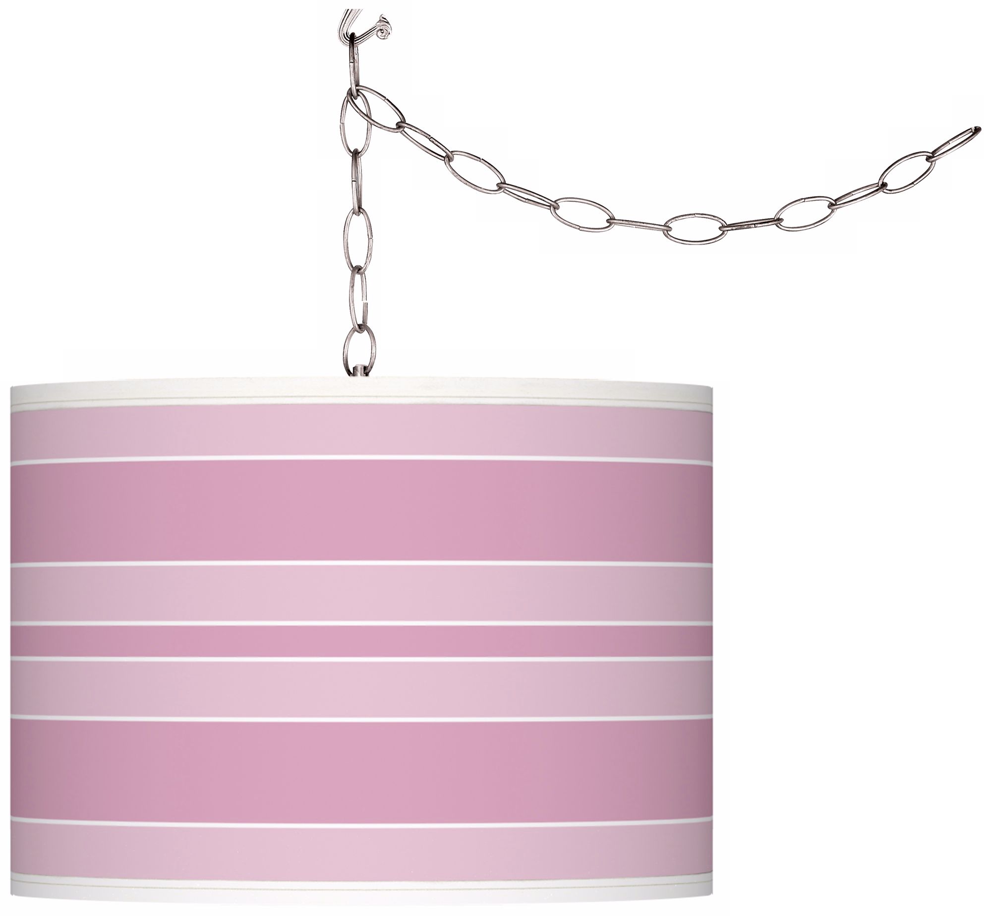 Pink Pansy Bold Stripe Giclee Glow Plug-In Swag Pendant