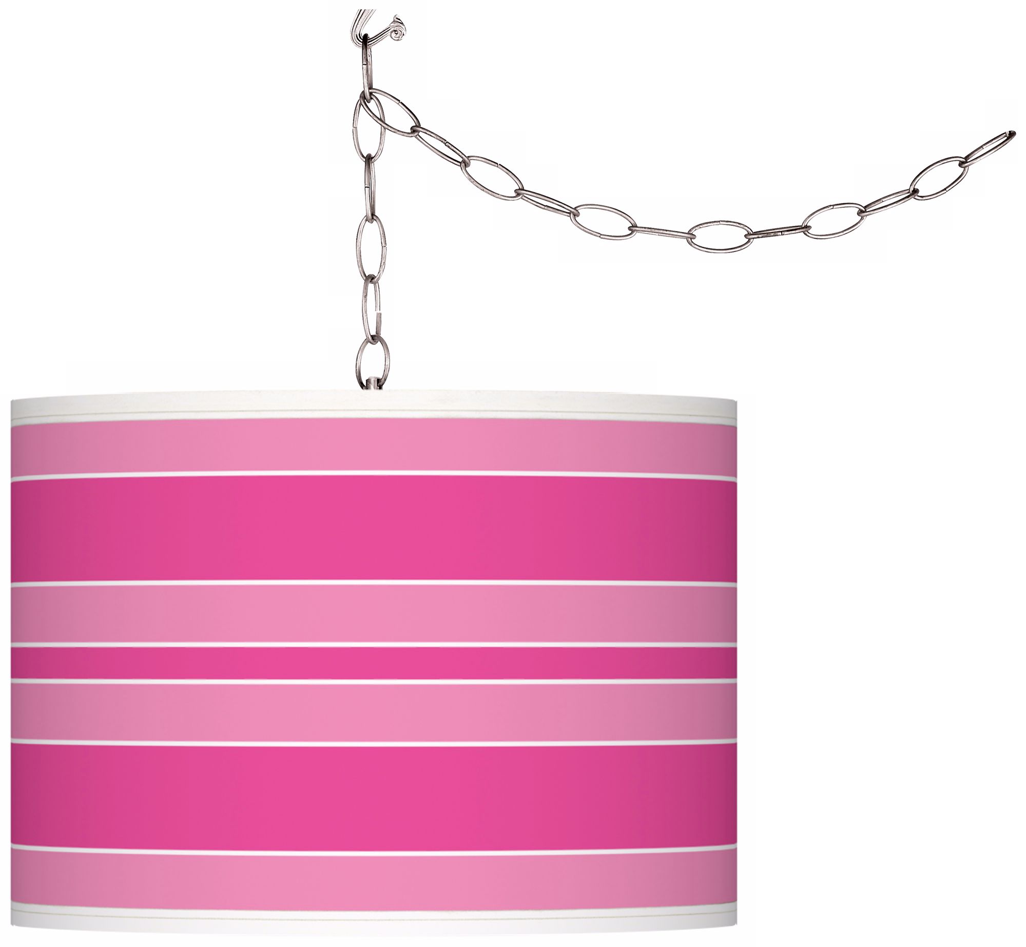 Fuchsia Bold Stripe Giclee Glow Plug-In Swag Pendant