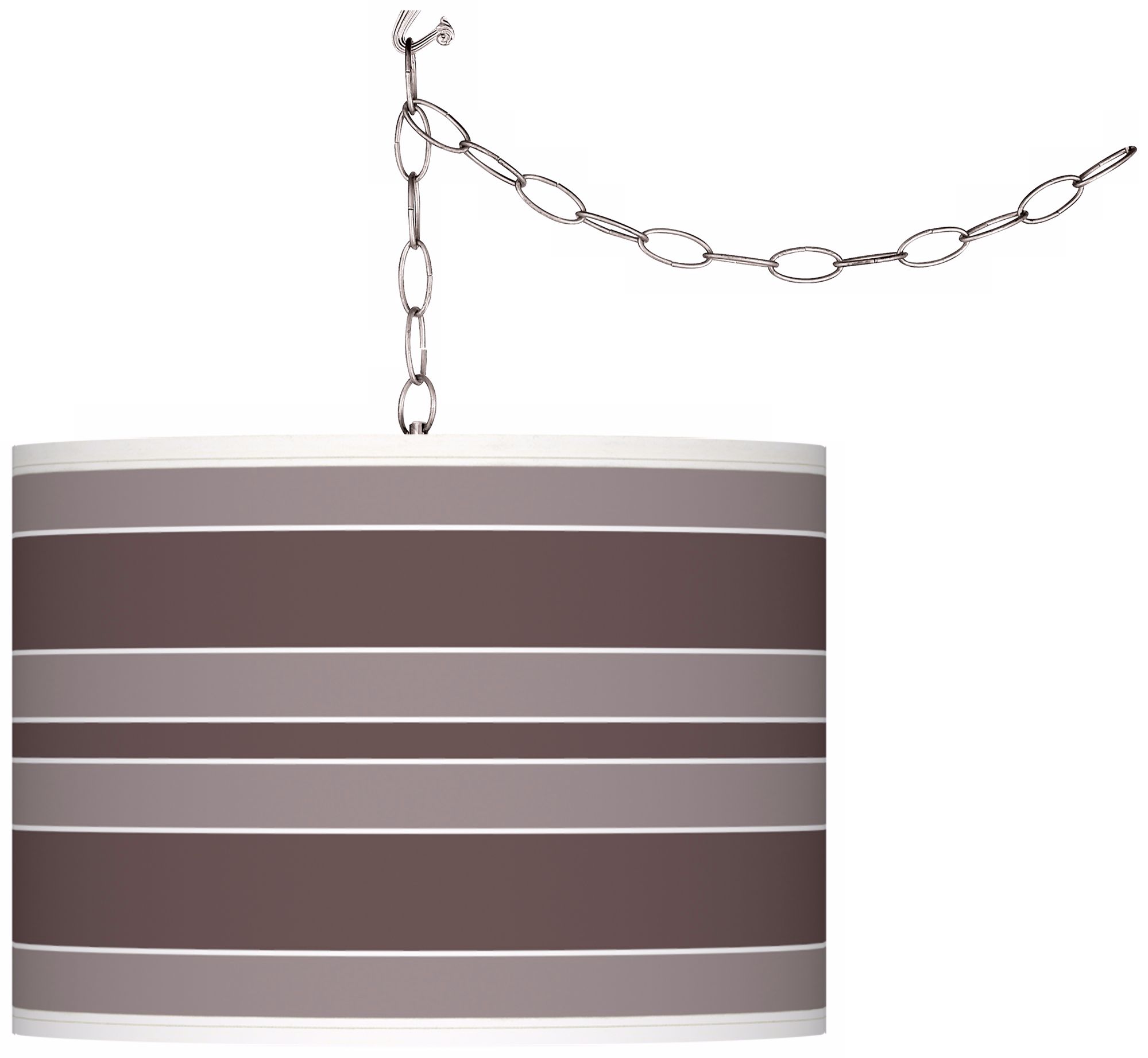 Deepest Mauve Bold Stripe Giclee Glow Plug-In Swag Pendant