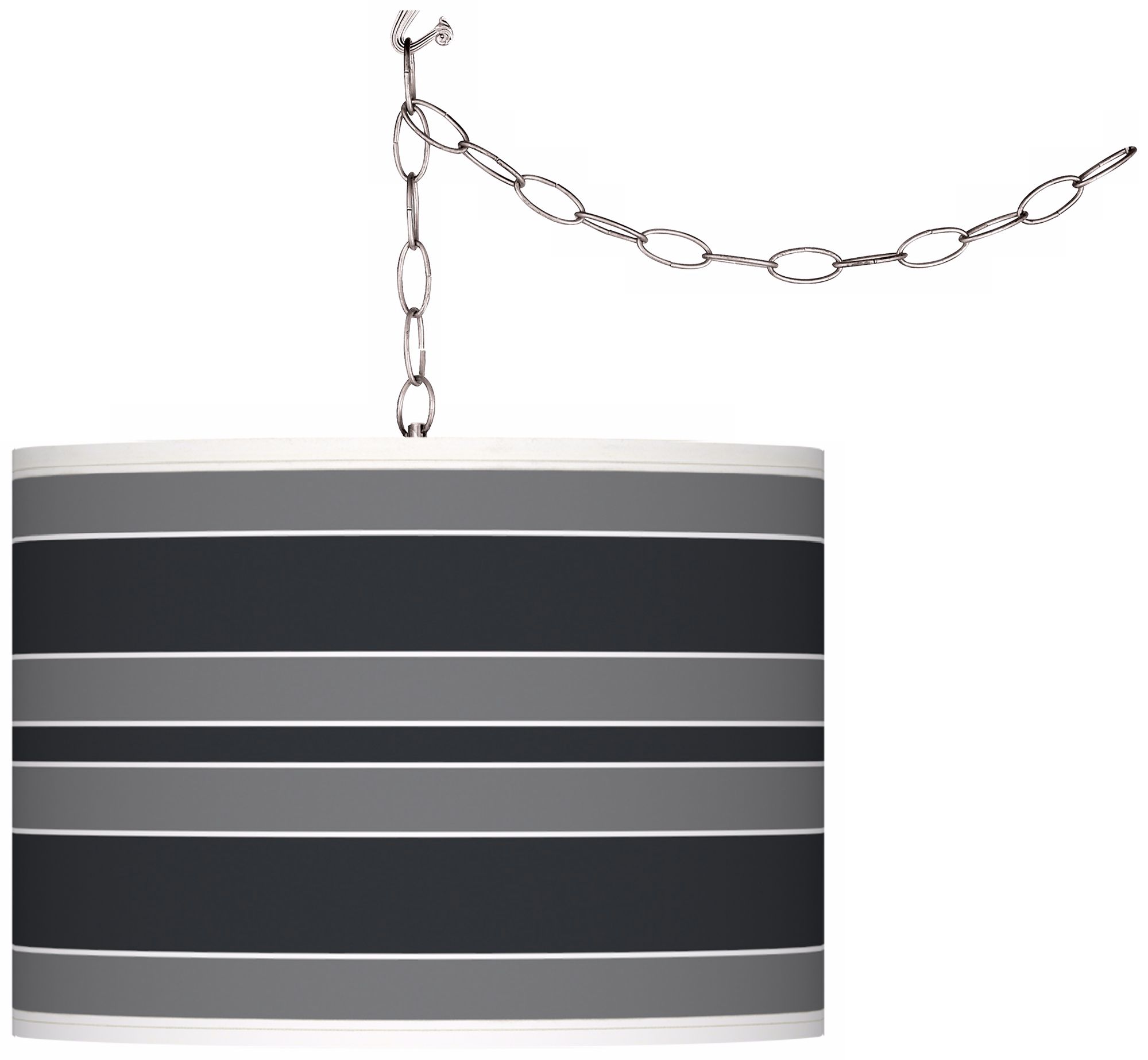 Black of Night Bold Stripe Giclee Glow Plug-In Swag Pendant
