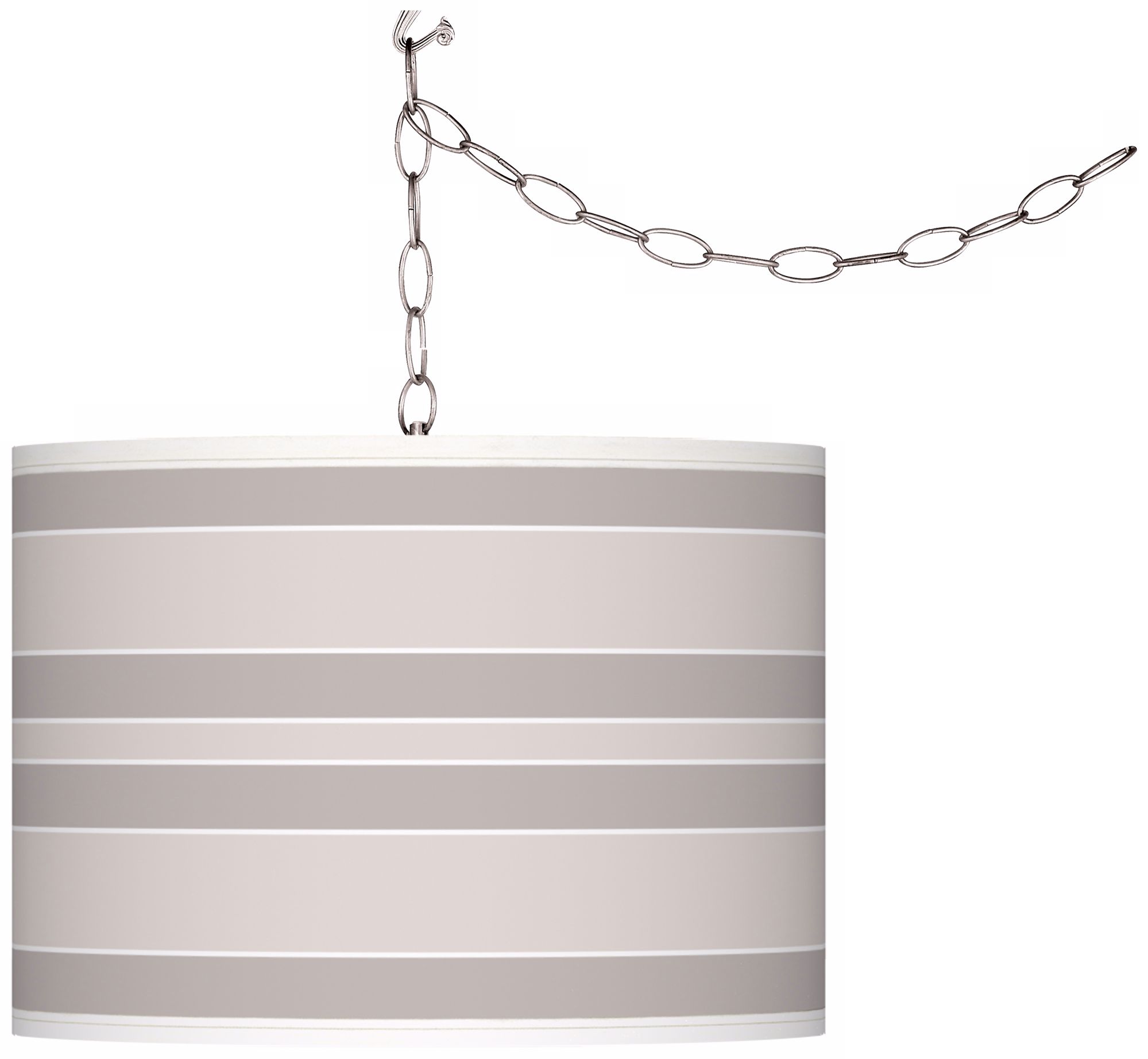 Smart White Bold Stripe Giclee Glow Plug-In Swag Pendant