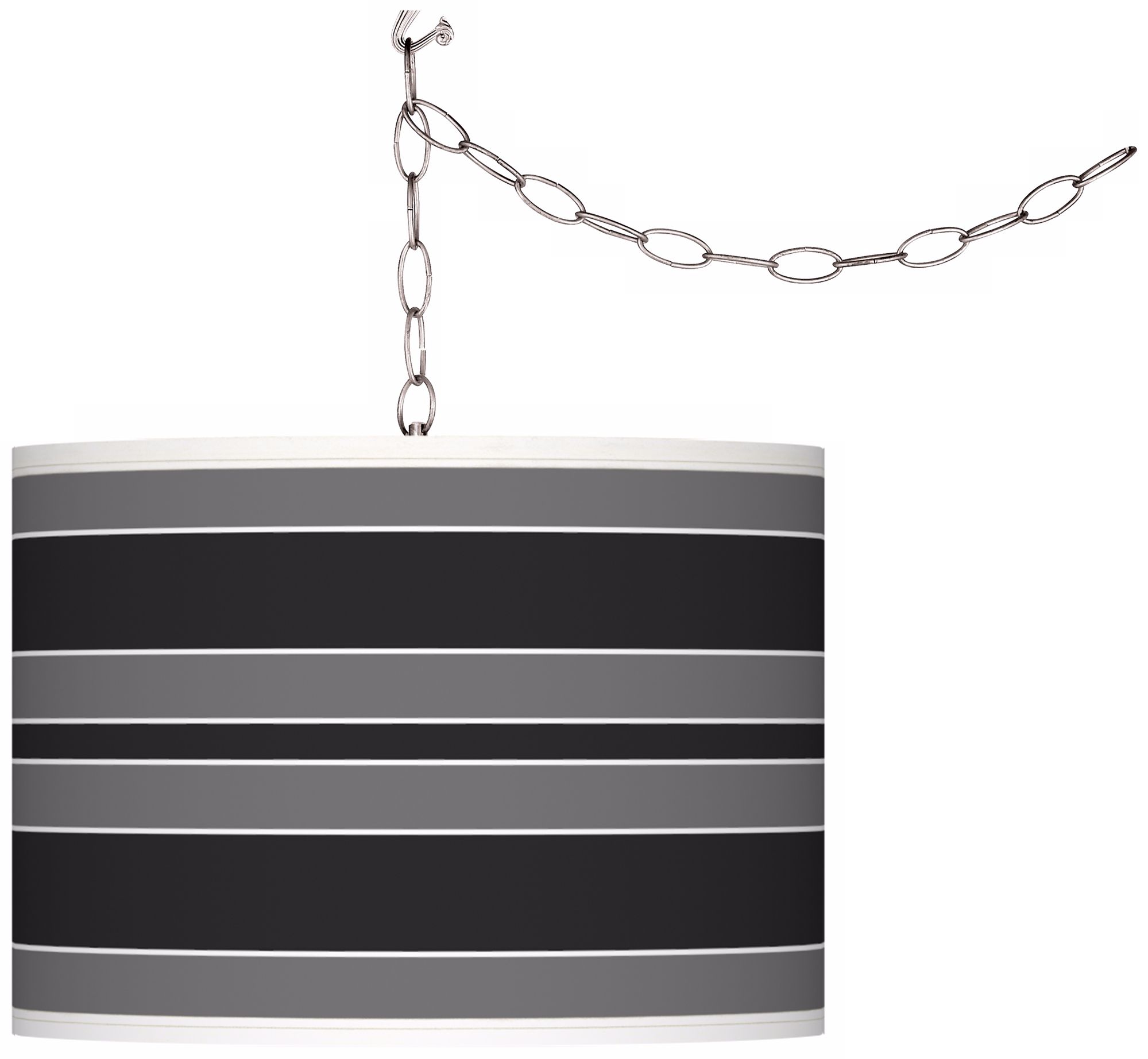 Tricorn Black Bold Stripe Giclee Glow Plug-In Swag Pendant