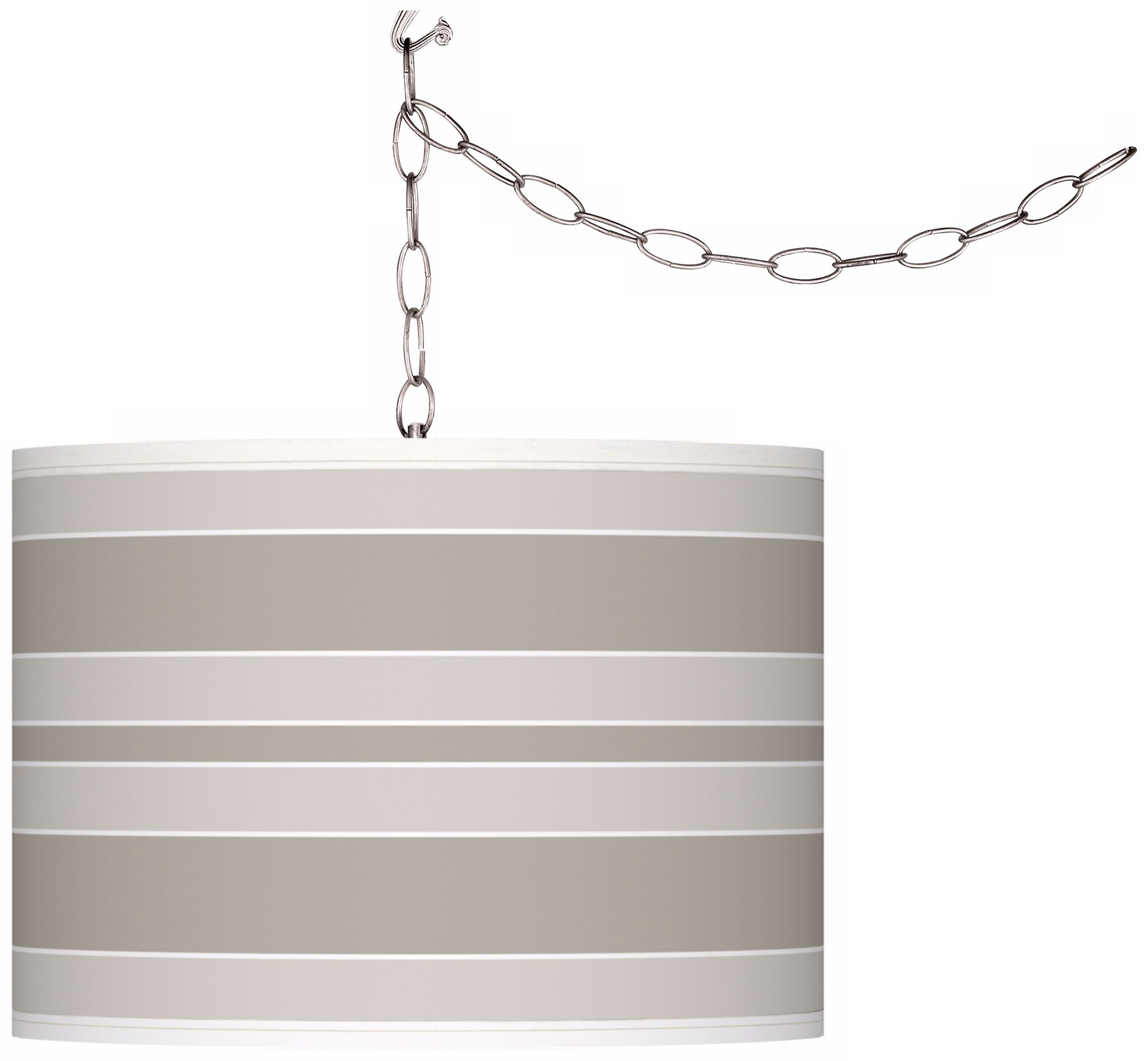 Requisite Gray Bold Stripe Giclee Glow Plug-In Swag Pendant
