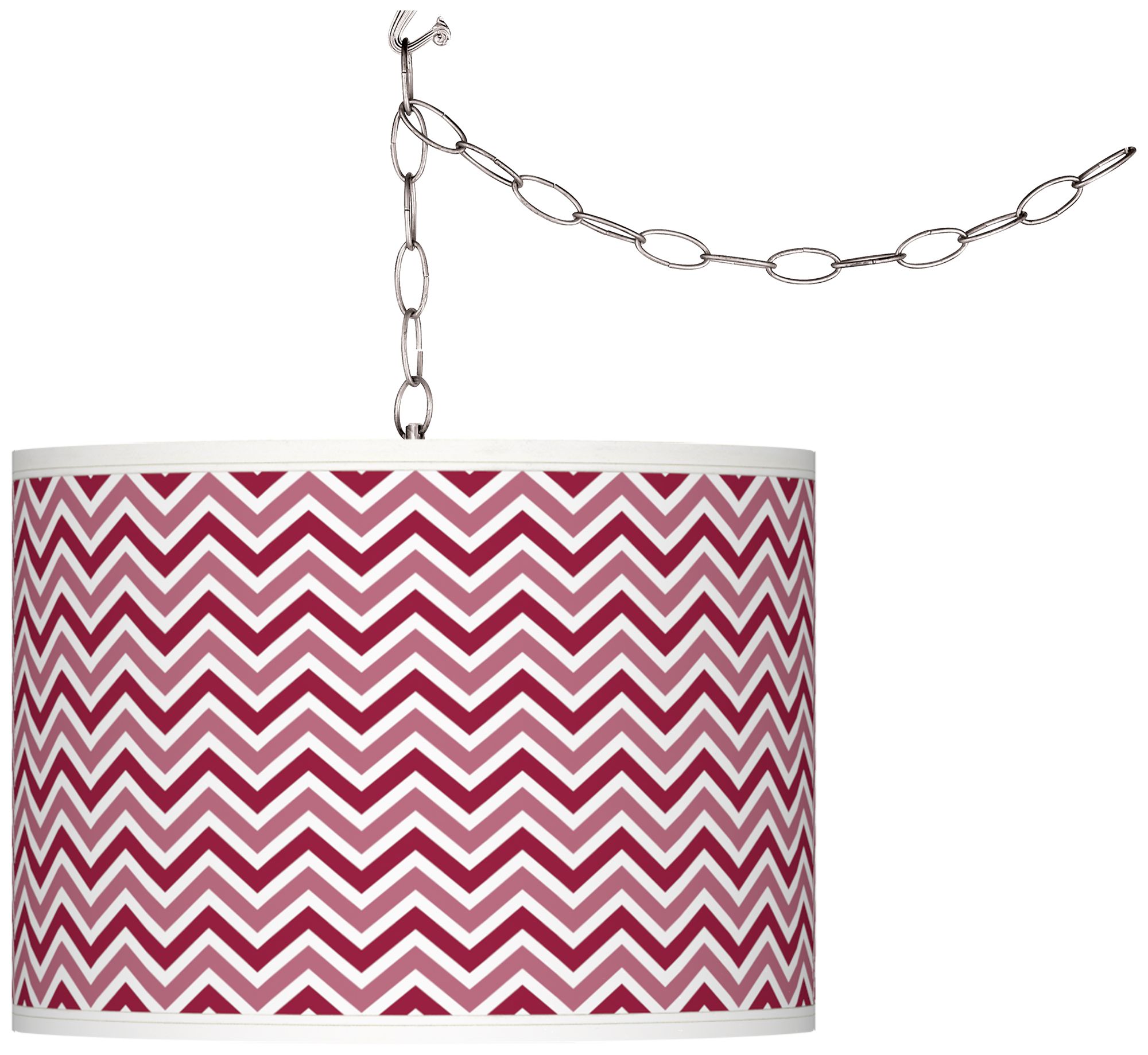Antique Red Narrow Zig Zag Giclee Glow Plug-In Swag
