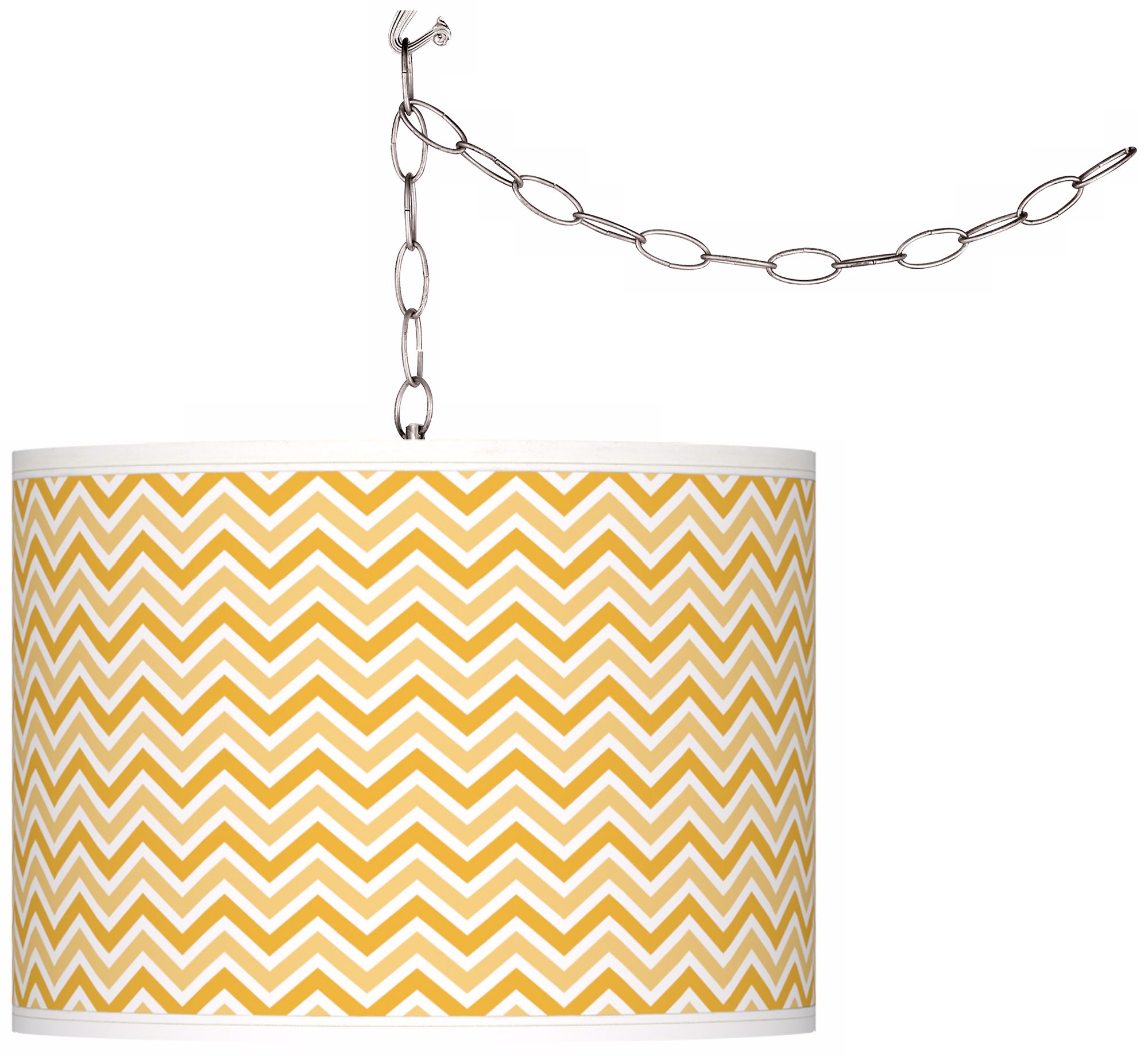 Goldenrod Narrow Zig Zag Giclee Glow Plug-In Swag Pendant
