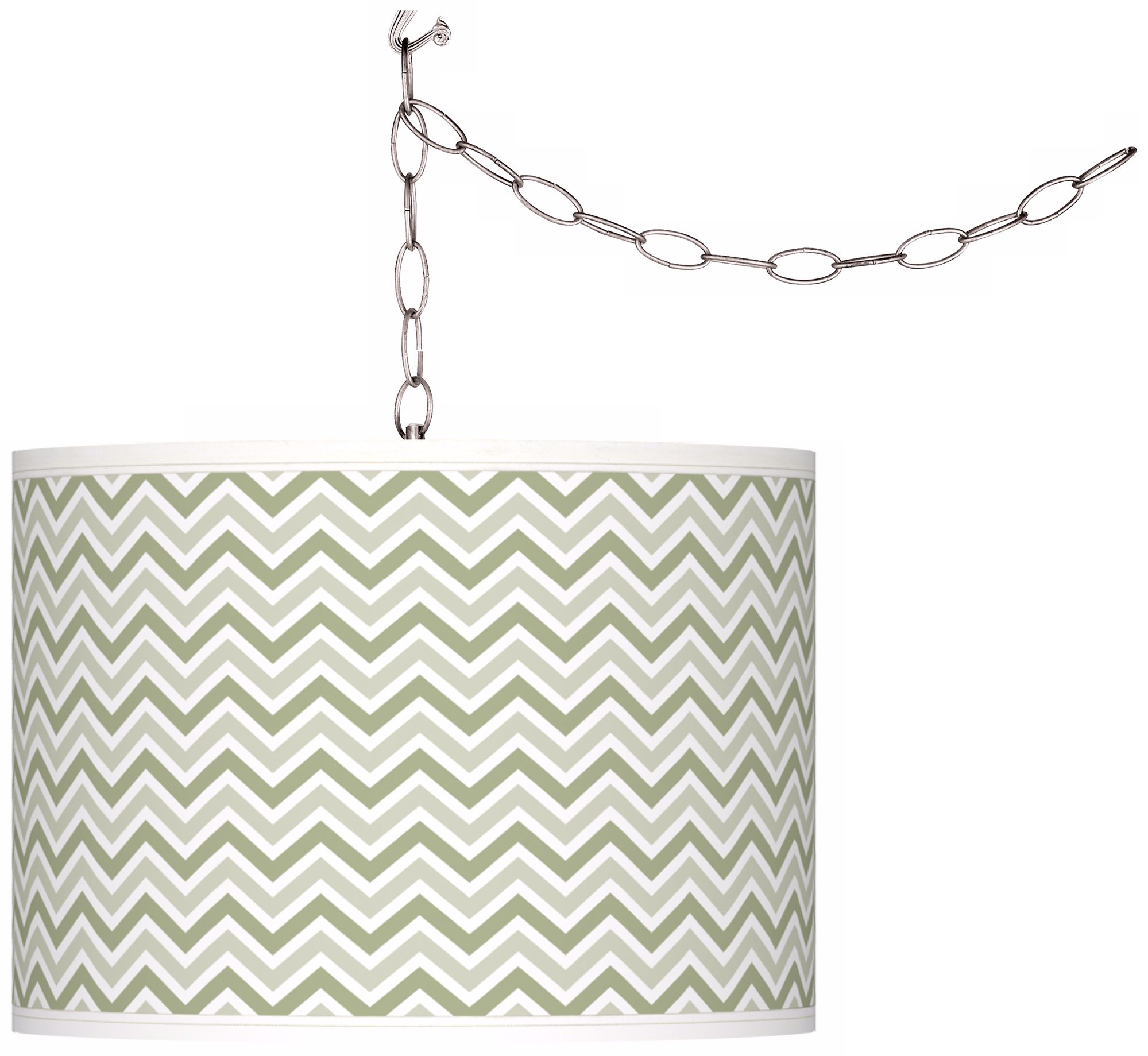 Majolica Green Narrow Zig Zag Giclee Glow Plug-In Swag