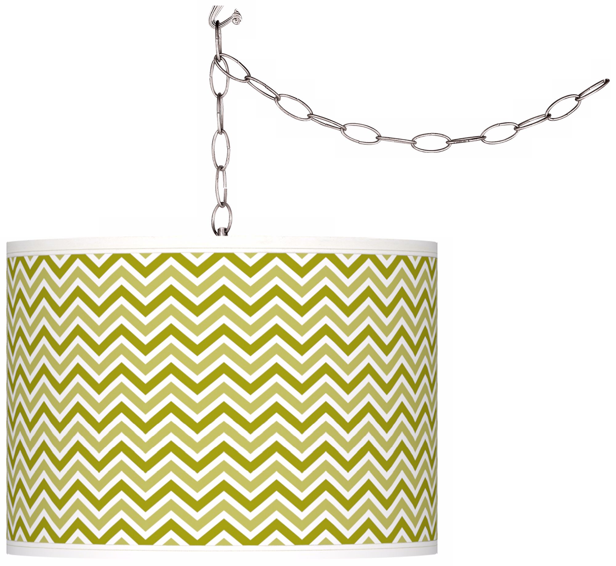 Olive Green Narrow Zig Zag Giclee Glow Plug-In Swag