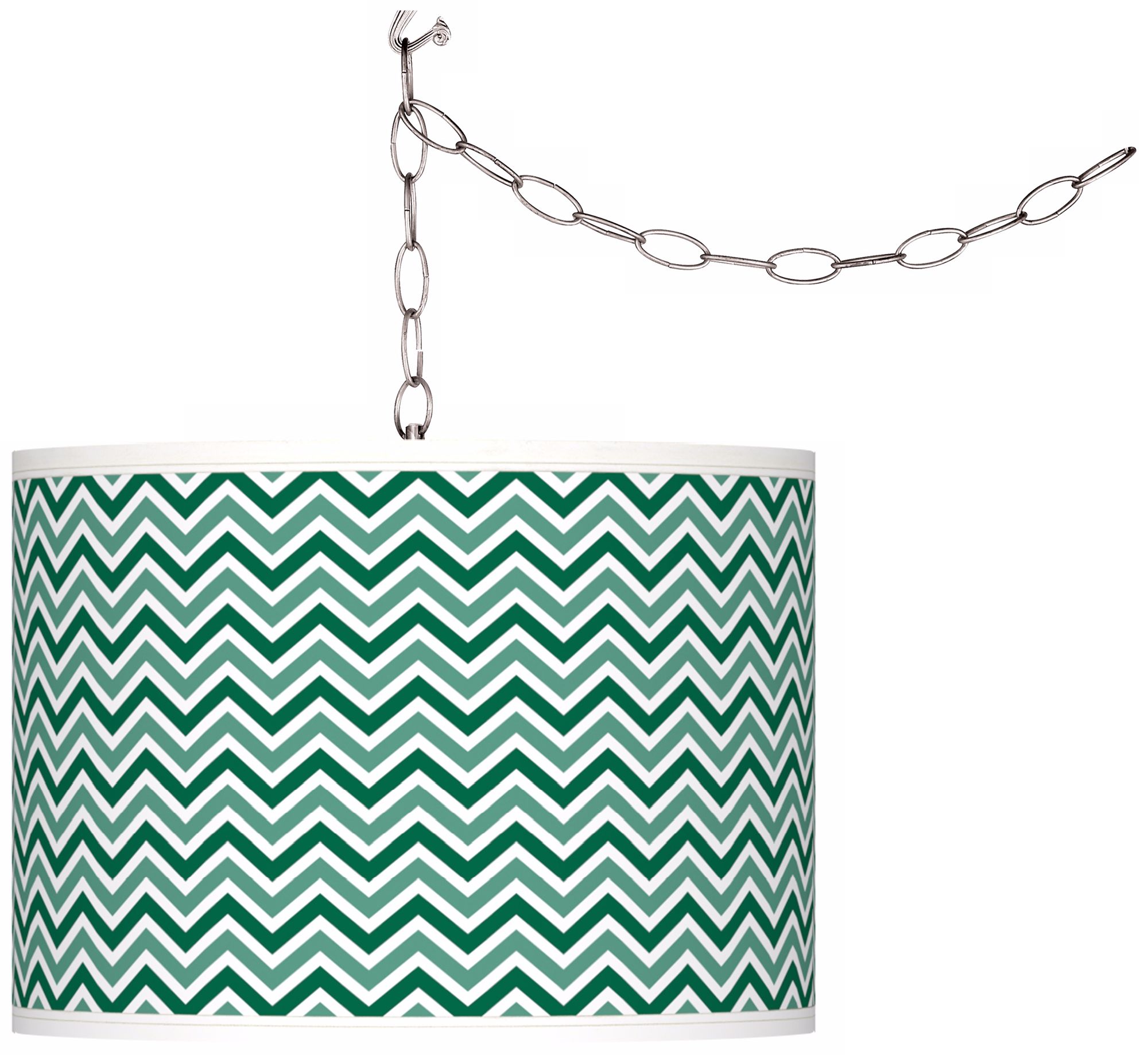 Greens Narrow Zig Zag Giclee Glow Plug-In Swag Pendant