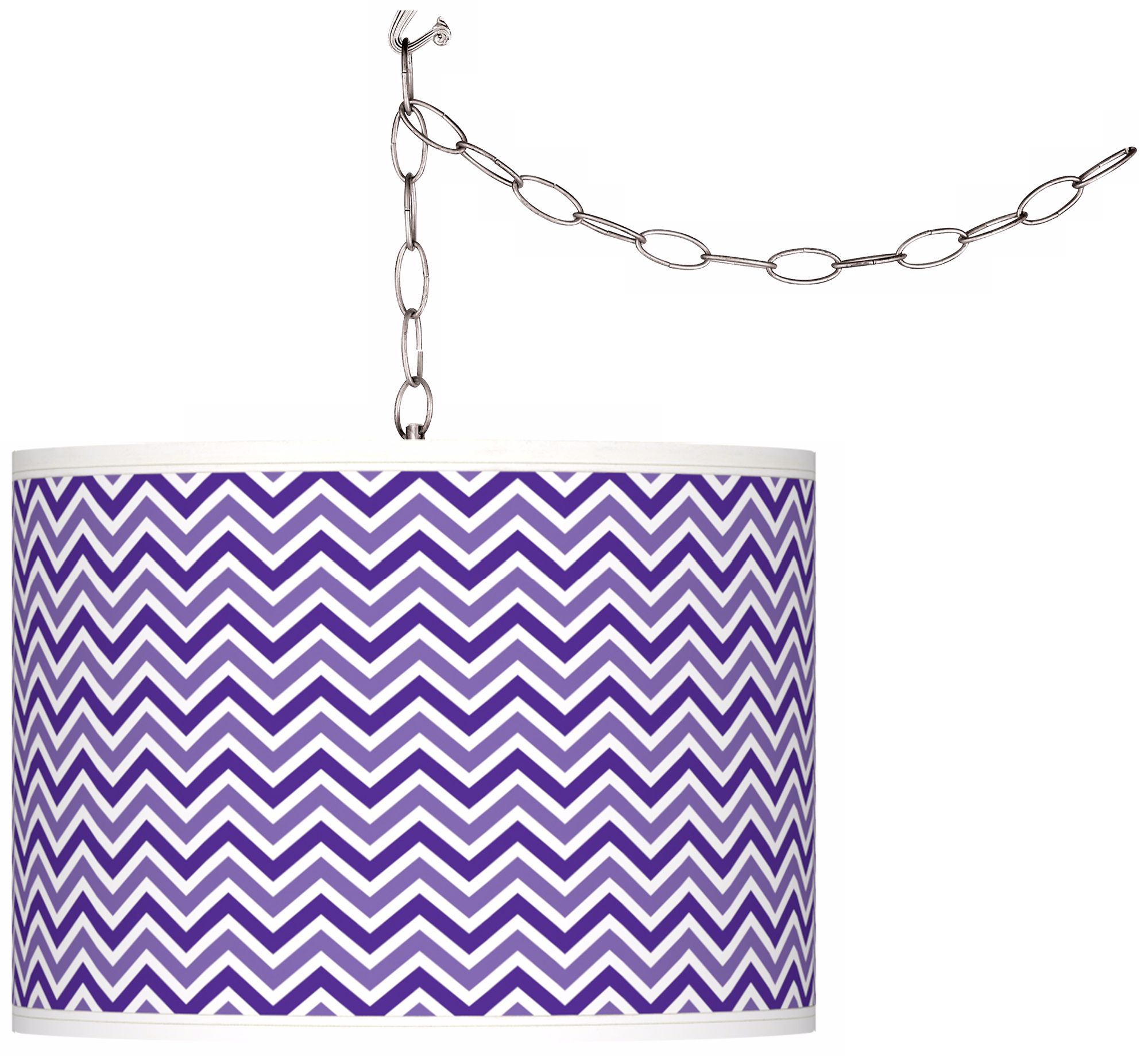 Violet Narrow Zig Zag Giclee Glow Plug-In Swag Pendant