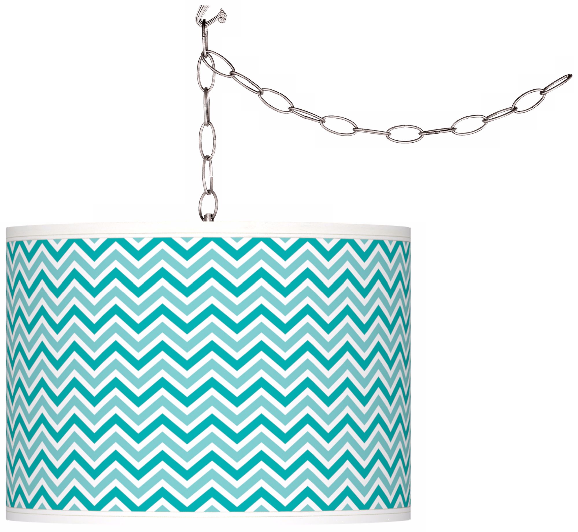 Turquoise Narrow Zig Zag Giclee Glow Plug-In Swag Pendant