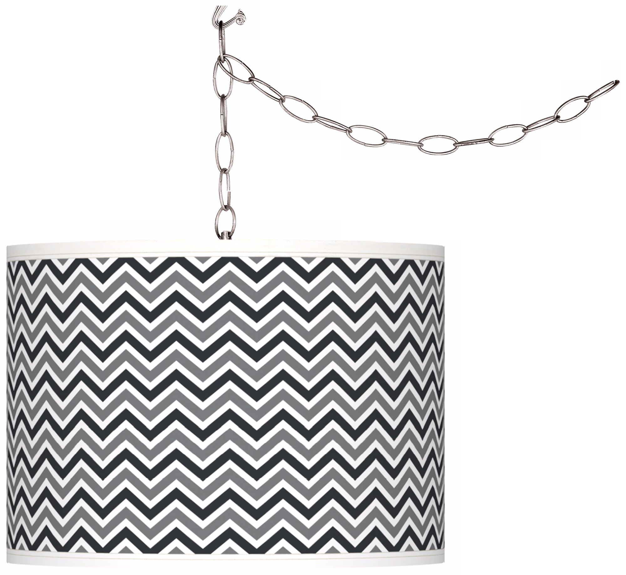 Black of Night Narrow Zig Zag Giclee Glow Plug-In Swag