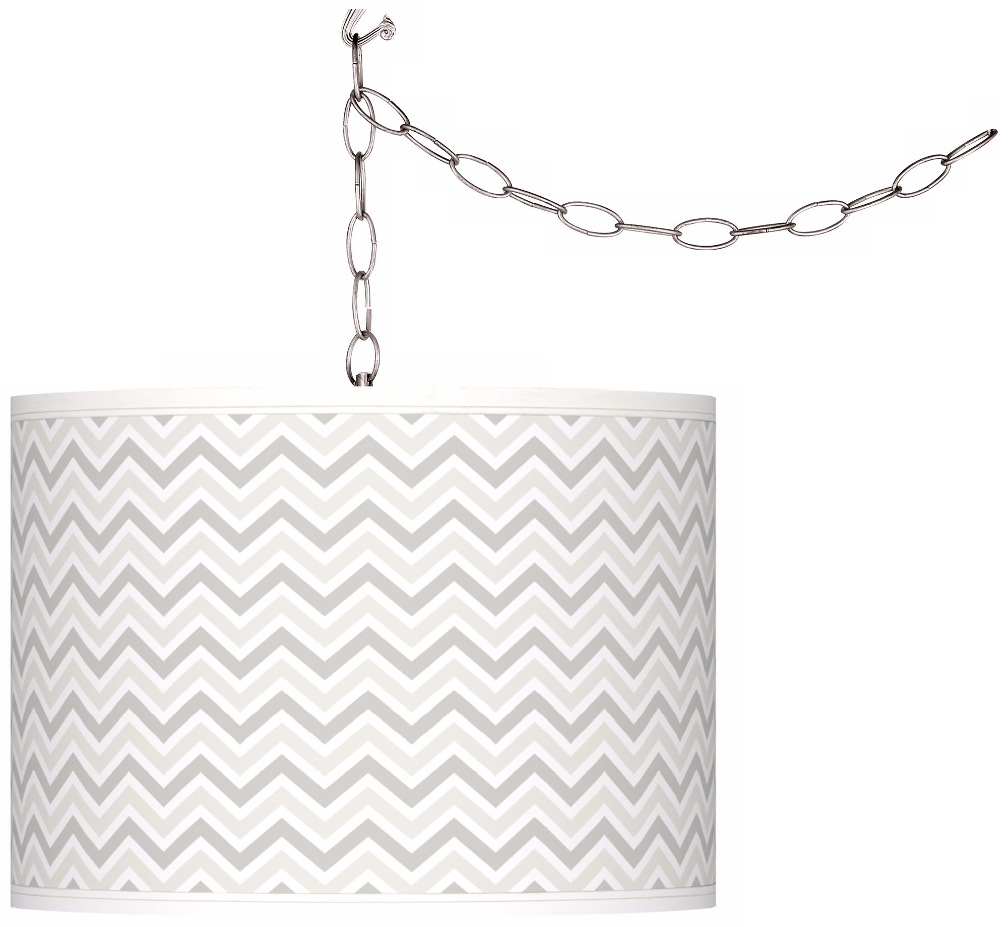 Winter White Narrow Zig Zag Giclee Glow Plug-In Swag