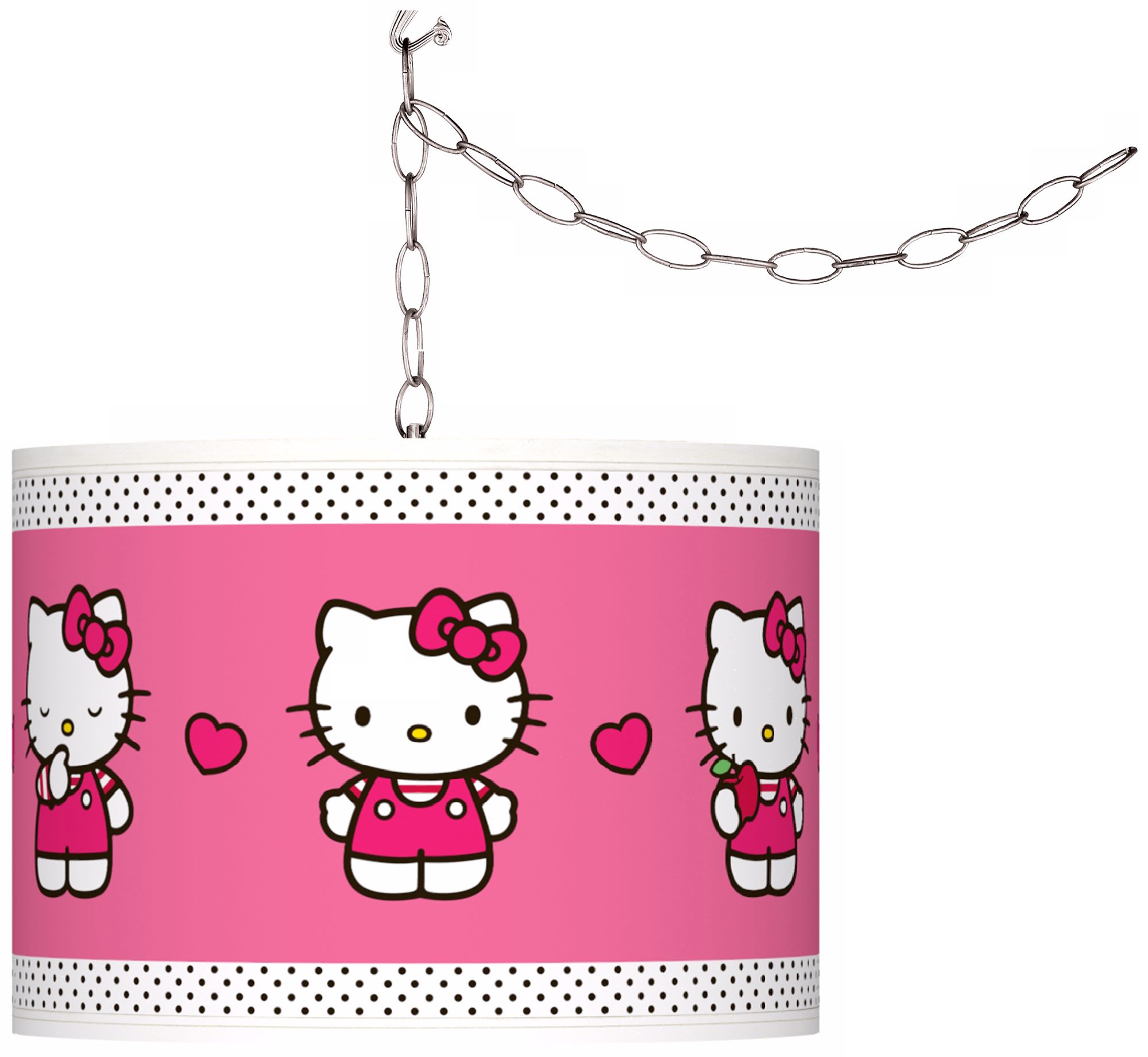 Hello Kitty Pink and Polka Dots 13 1/2"W Swag Pendant