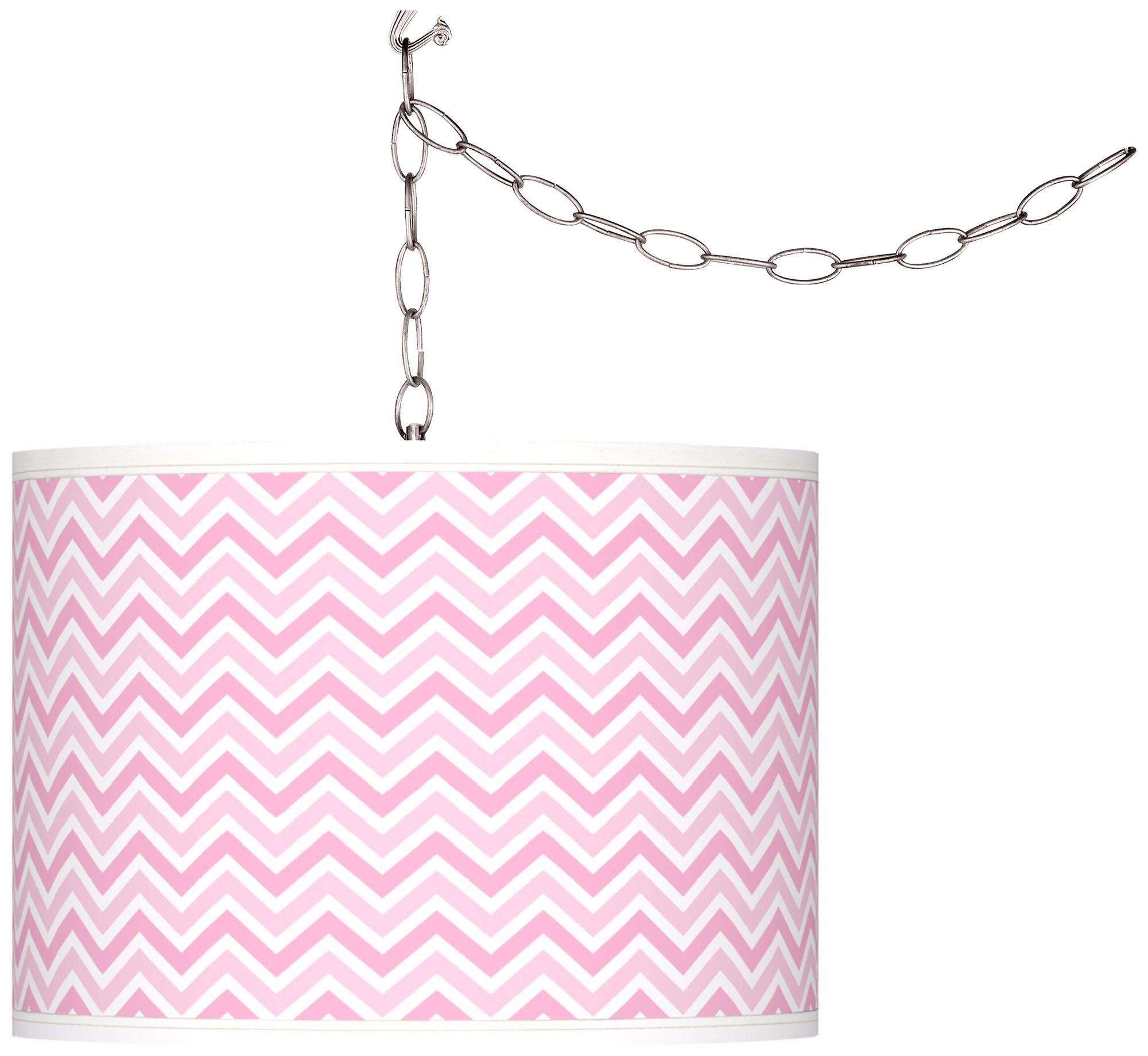 Pale Pink Narrow Zig Zag 13 1/2" Wide Plug-In Swag Pendant