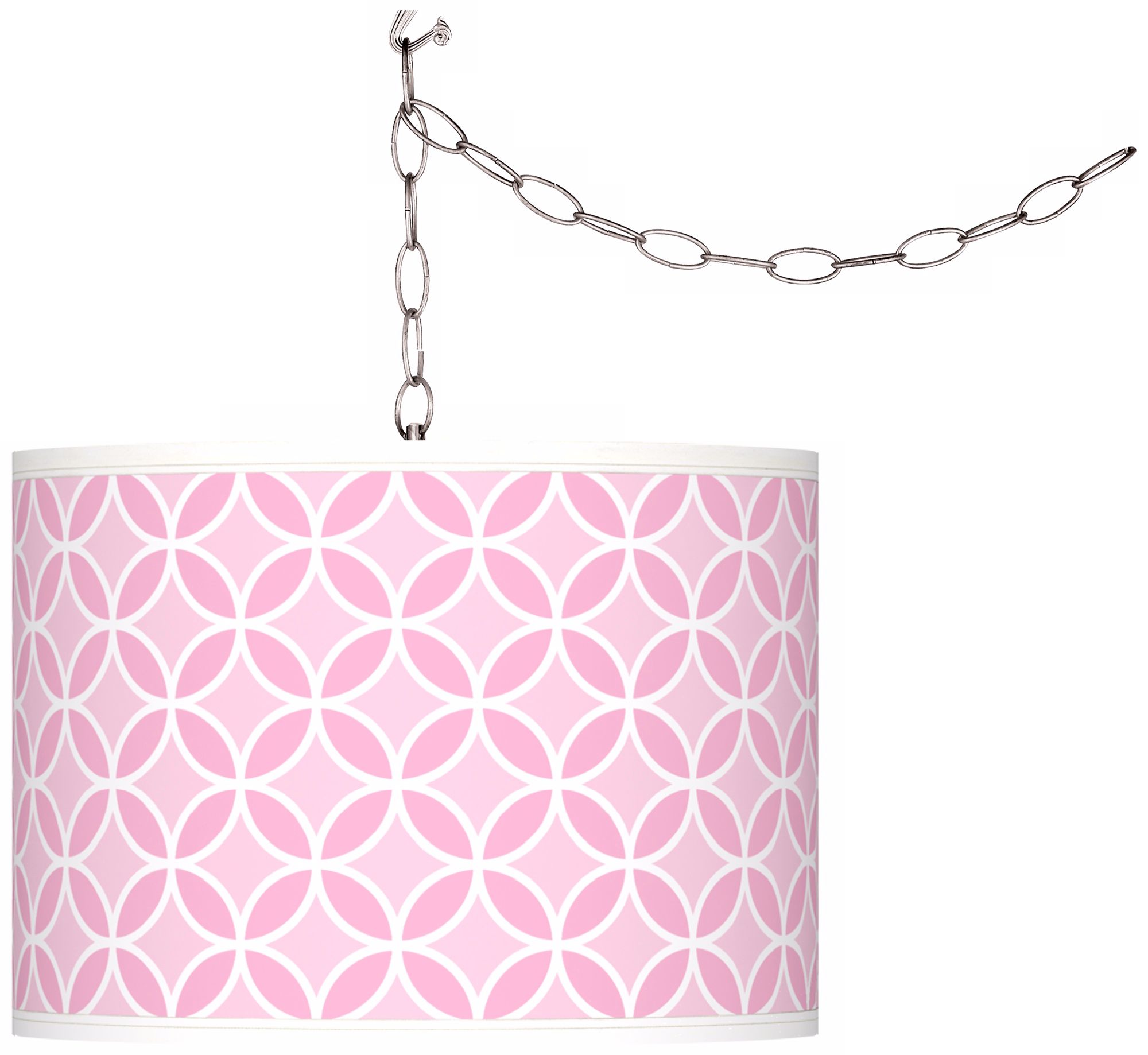 Pale Pink Circle Rings 13 1/2" Wide Plug-In Swag Pendant