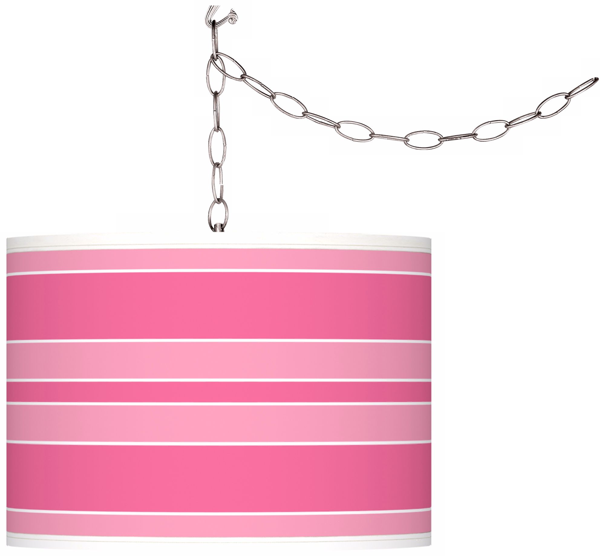 Blossom Pink Bold Stripe 13 1/2" Wide Plug-In Swag Pendant