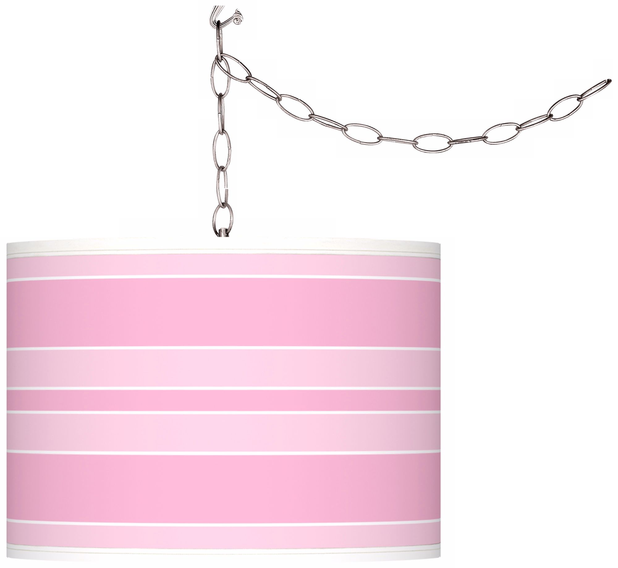 Pale Pink Bold Stripe 13 1/2" Wide Plug-In Swag Pendant