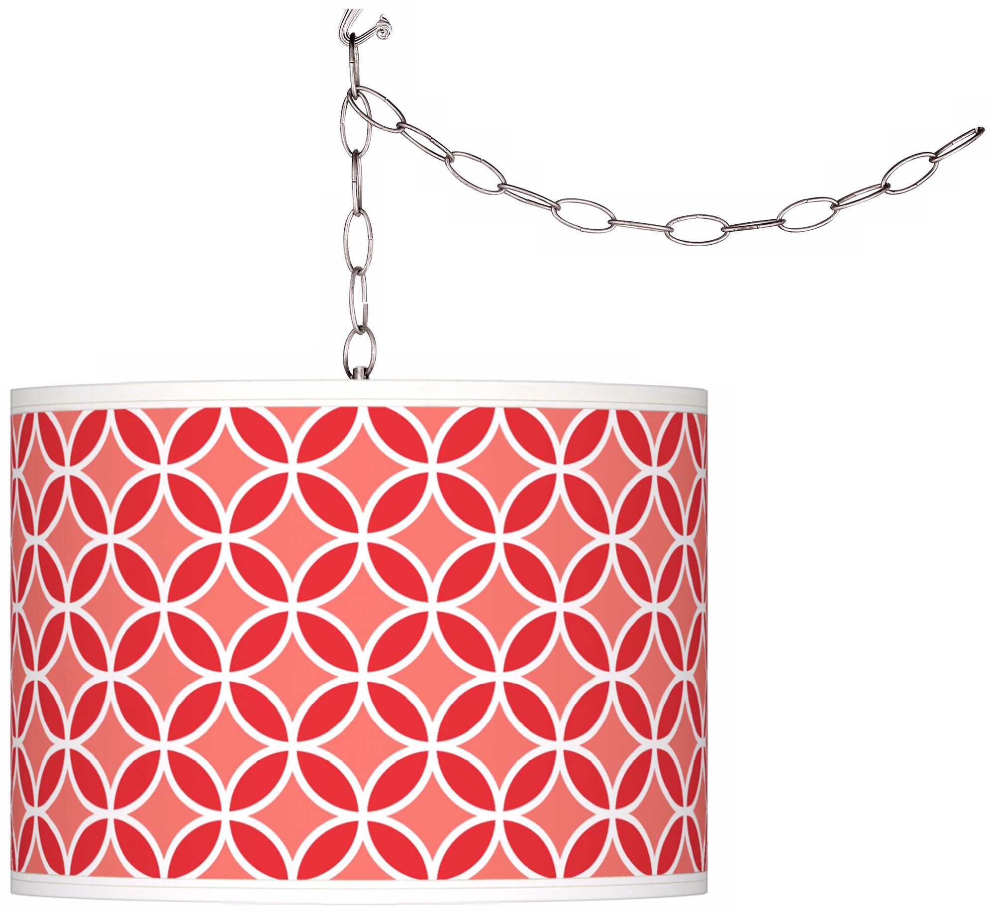 Poppy Red Circle Rings Giclee Glow Plug-In Swag Pendant