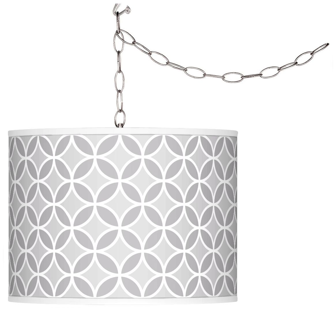 Swanky Gray Circle Rings Giclee Glow Plug-In Swag Pendant