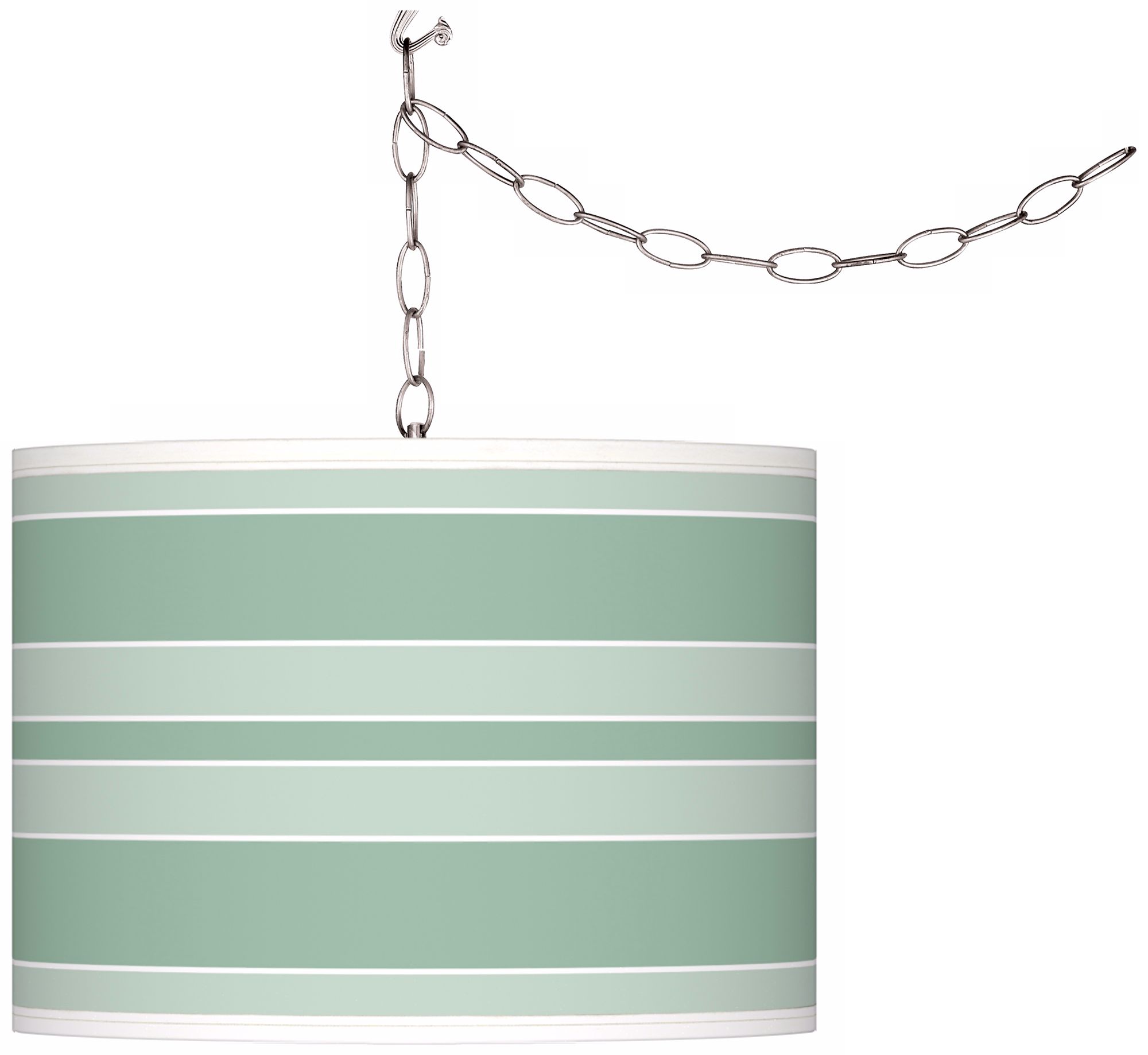 Grayed Jade Bold Stripe Giclee Glow Plug-In Swag Pendant