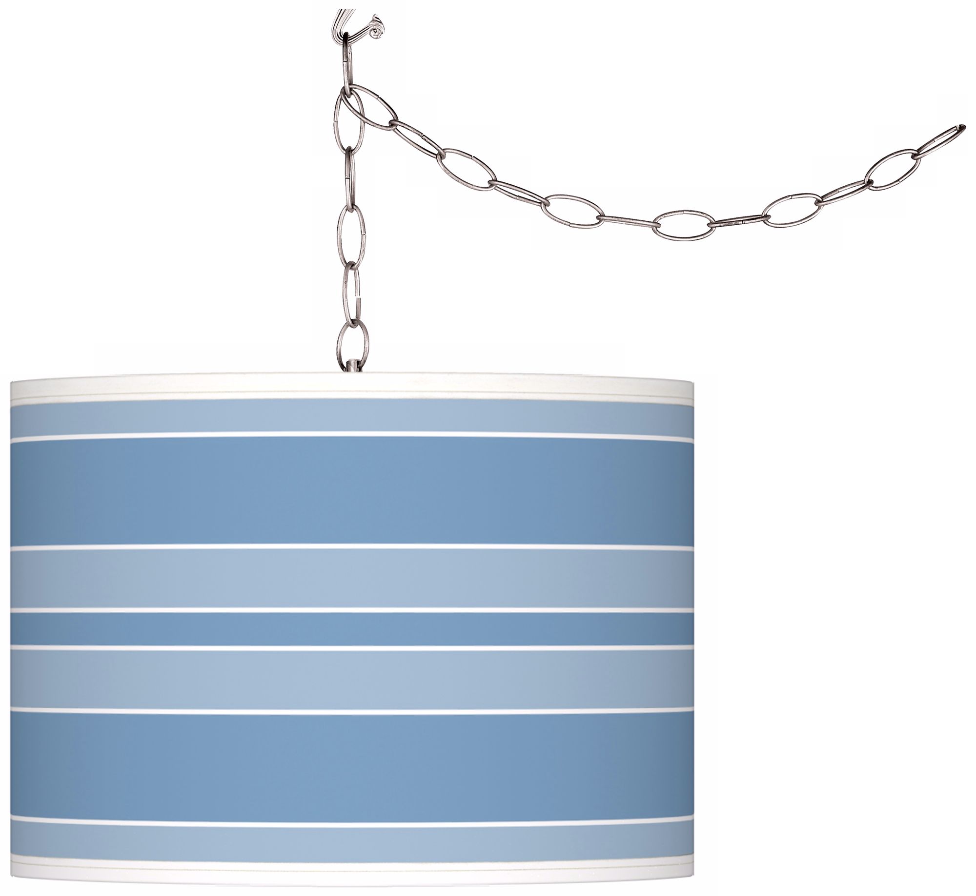 Dusk Blue Bold Stripe Giclee Glow Plug-In Swag Pendant