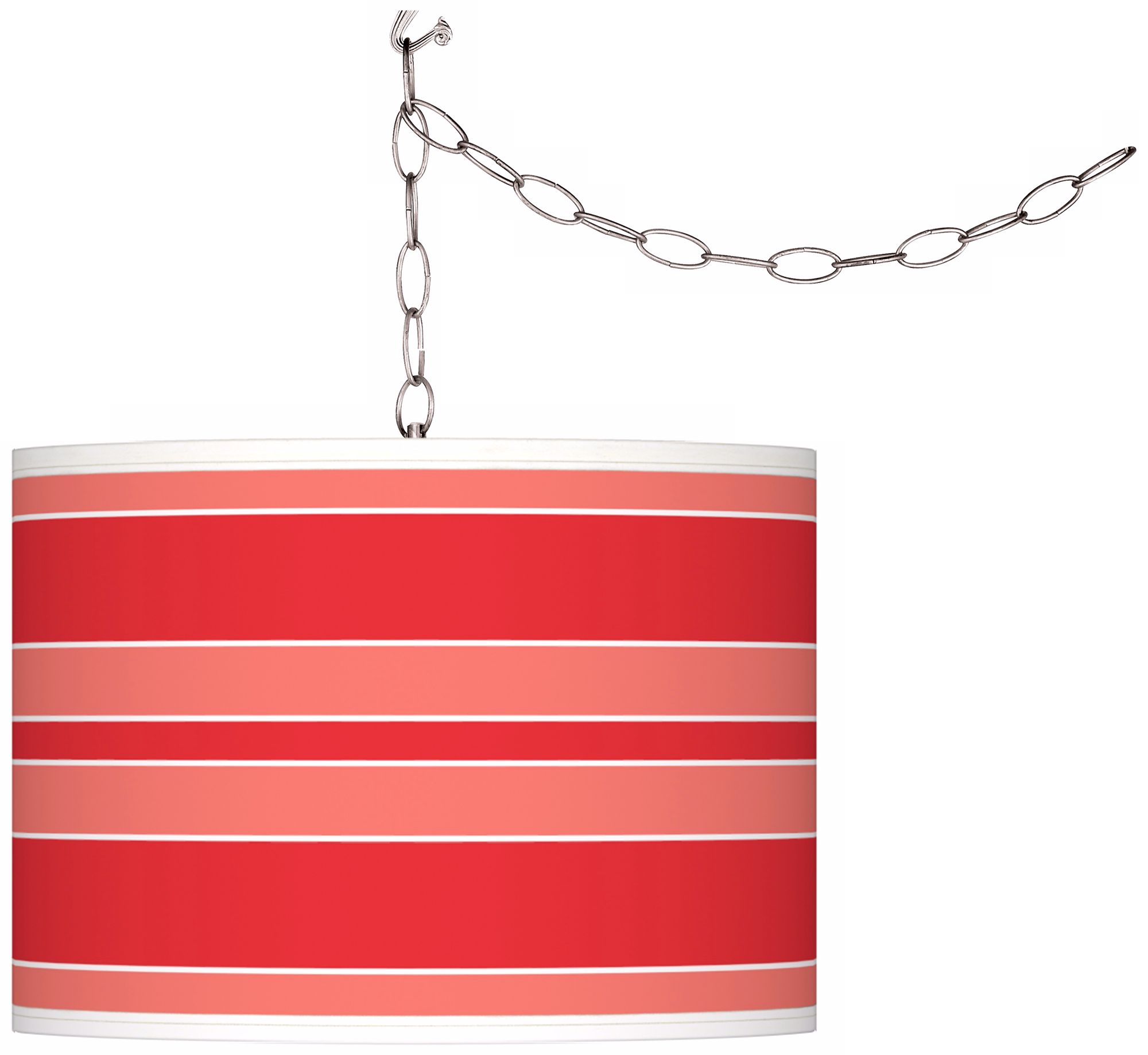 Poppy Red Bold Stripe Giclee Glow Plug-In Swag Pendant
