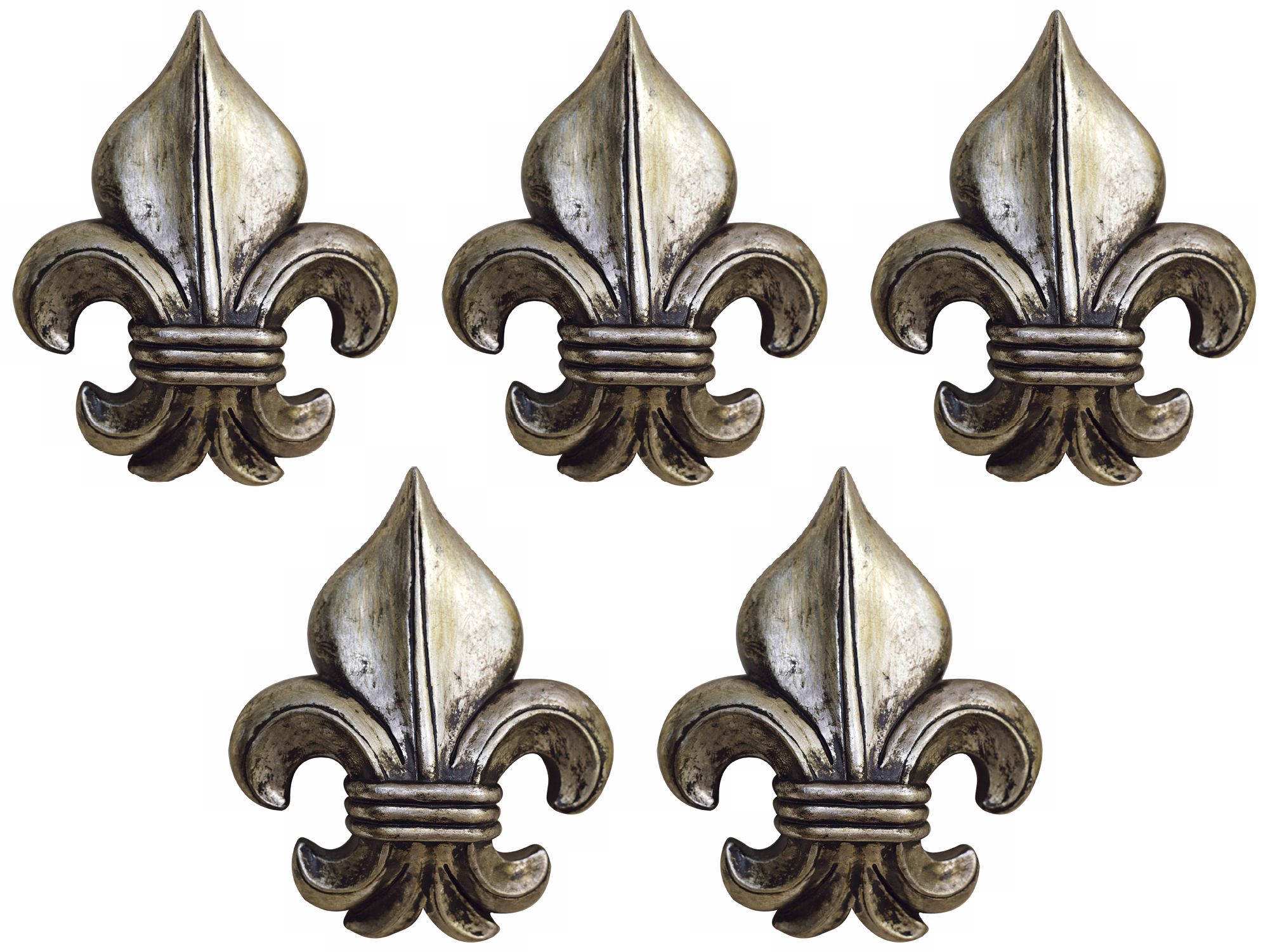 Port 68 Set of 5 Silver 6"H Fleur-De-Lis Wall Ornaments