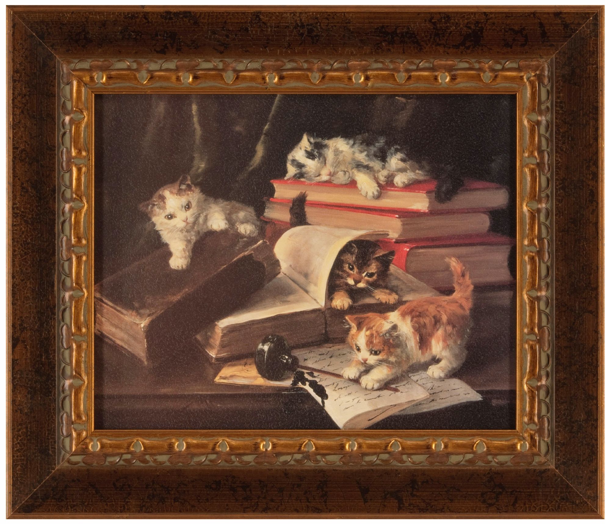 Playful 22" High Framed Kittens Wall Art