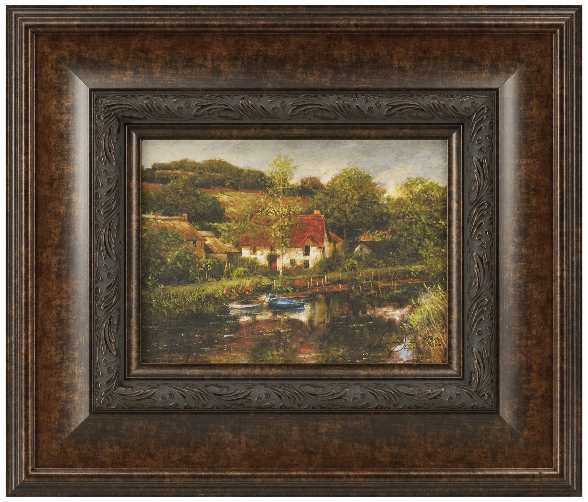 Boats on the River 21 1/2" Wide Framed Wall Art