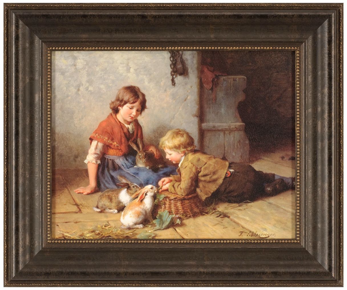 Feeding the Rabbits 24" Wide Traditional Framed Wall Art