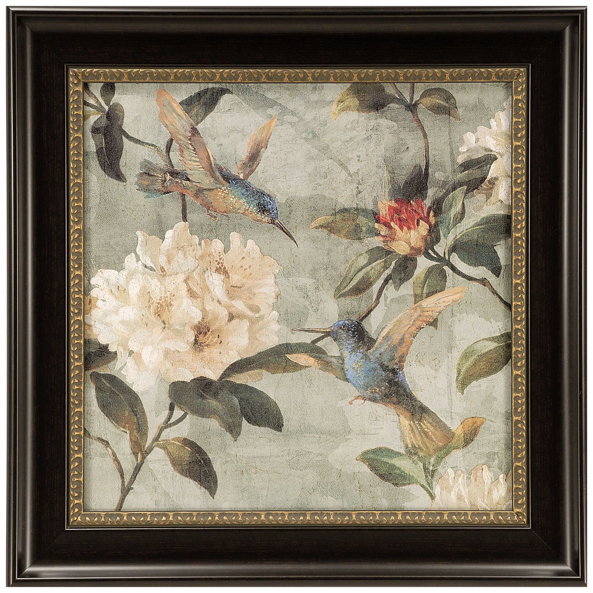 Birds of a Feather I 26 3/4" Square Framed Floral Wall Art